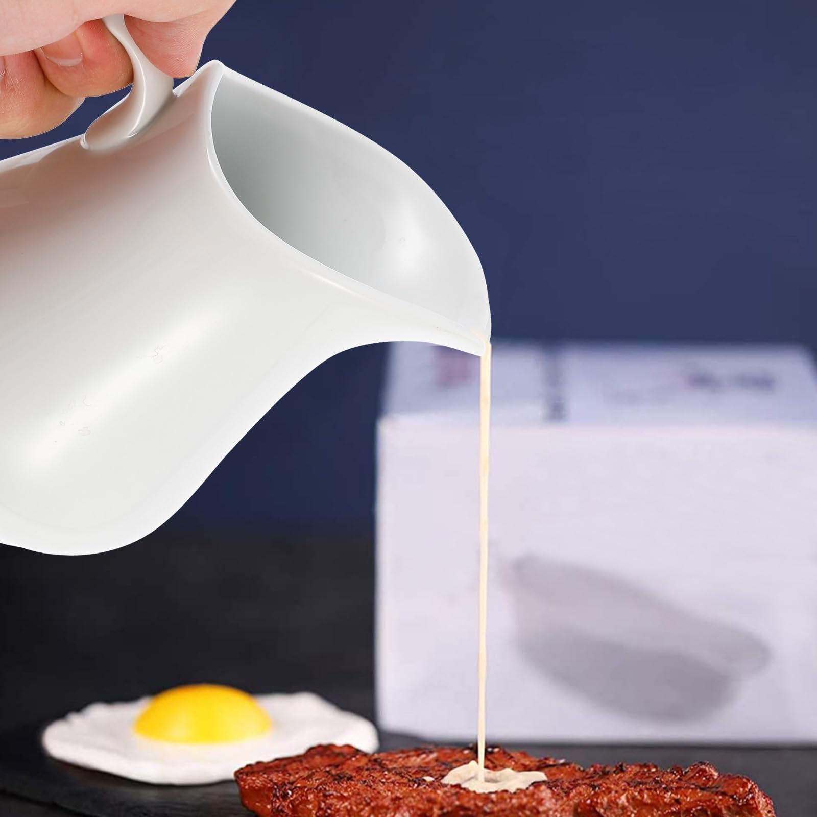 White Ceramic Creamer Pitcher with Handle - 250ml Coffee, Milk, Sauce & Creamer Jug for Kitchen - Perfect for Coffee Shops, Restaurants & Home Use