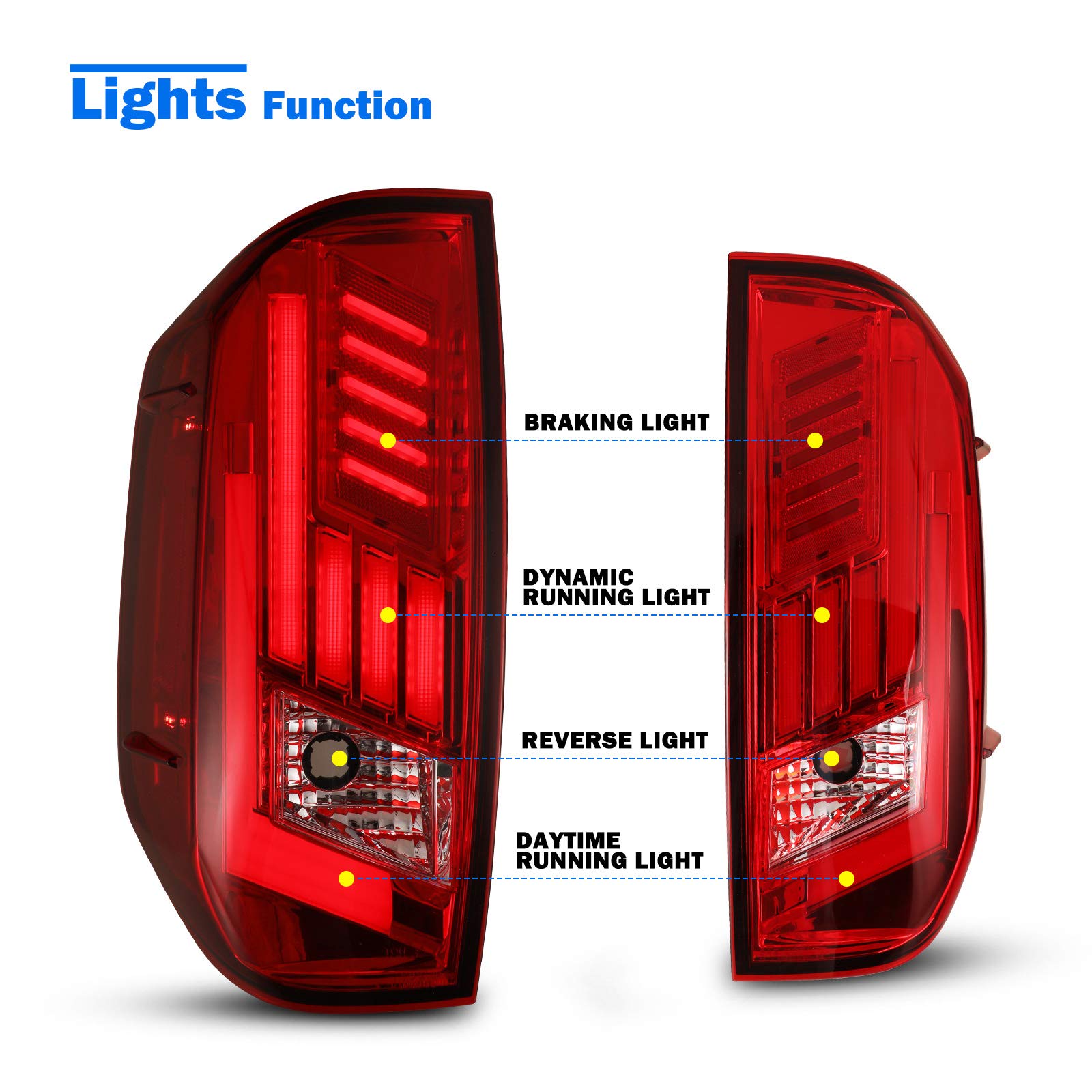 WOLFSTORM LED Tail Lights Assembly Replacement for 2014-2021 Toyota Tundra - Smoked Lens, Plug & Play, DOT Approved - Perfect for Off-Roading, Night Driving & Customization