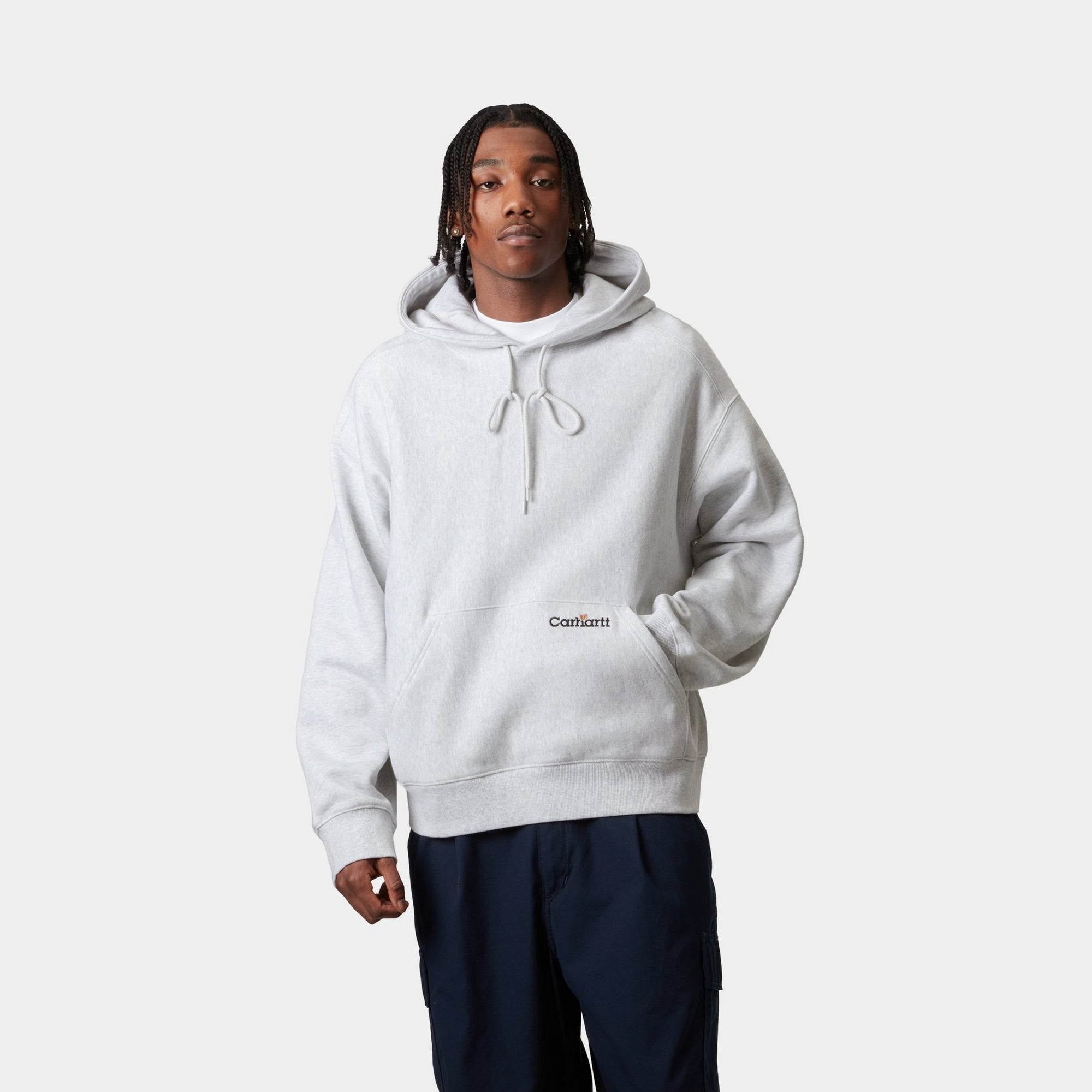 Hooded Script Logo Sweatshirt - Ash Heather | Cozy Pullover for Casual Wear, Street Style & Loungewear
