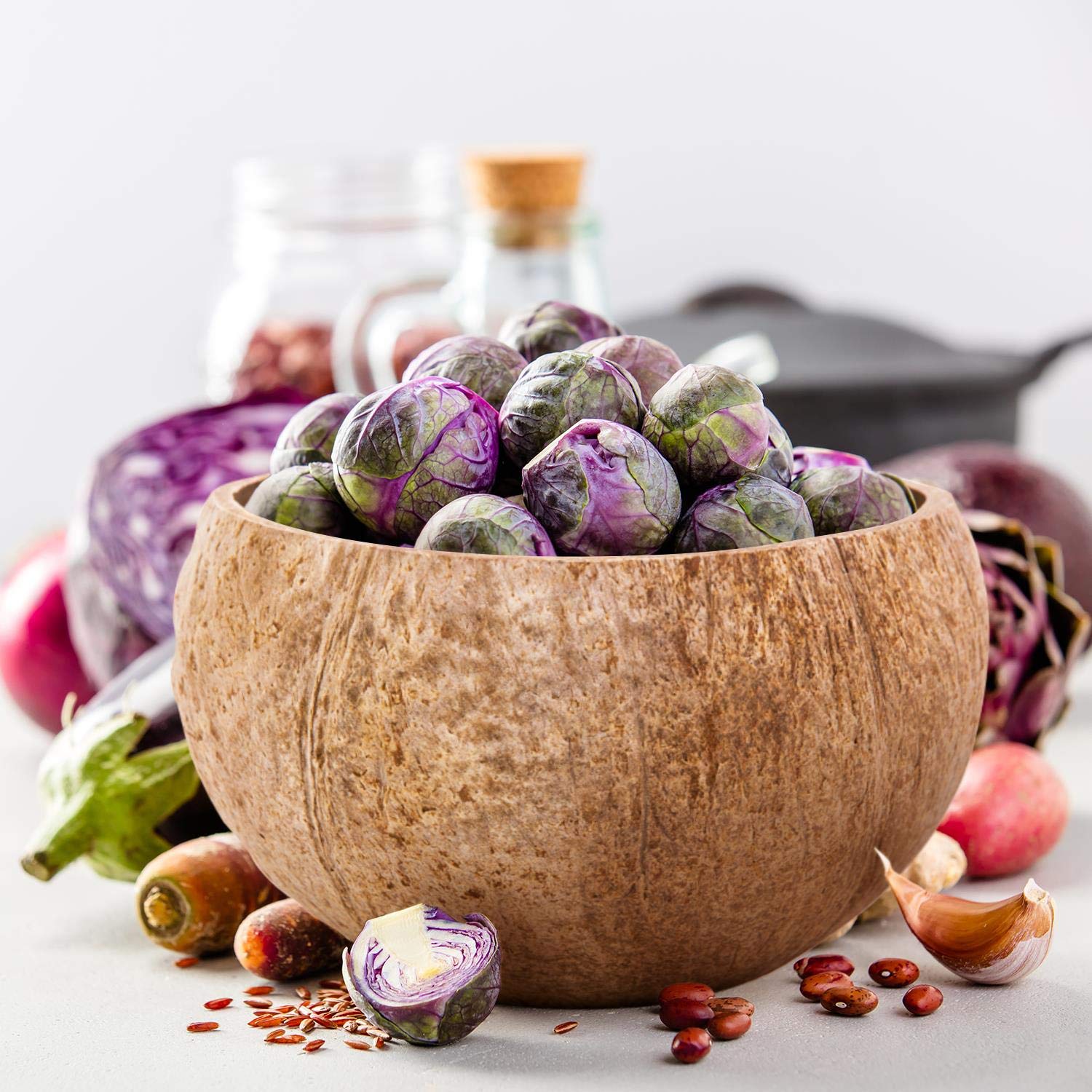 2 Eco-Friendly Raw Coconut Bowls (Small) with 2 Coconut Wood Forks - 100% Natural Organic Kitchen Set - Handcrafted from Reclaimed Coconut Shells - Perfect for Smoothie Bowls, Acai Bowls, Salads & Vegan Meals