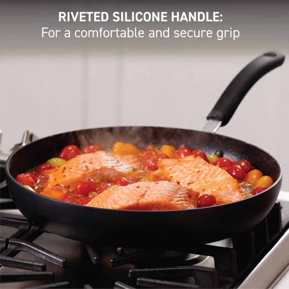 T-fal Ultimate Hard Anodized Nonstick Fry Pan Set - 3 Piece (8, 10.25 & 12 Inch) - Oven & Broiler Safe Up to 400°F - Dishwasher Safe - Black Non Stick Cookware for Sautéing, Frying & Baking - Perfect for Home Chefs & Professional Kitchens