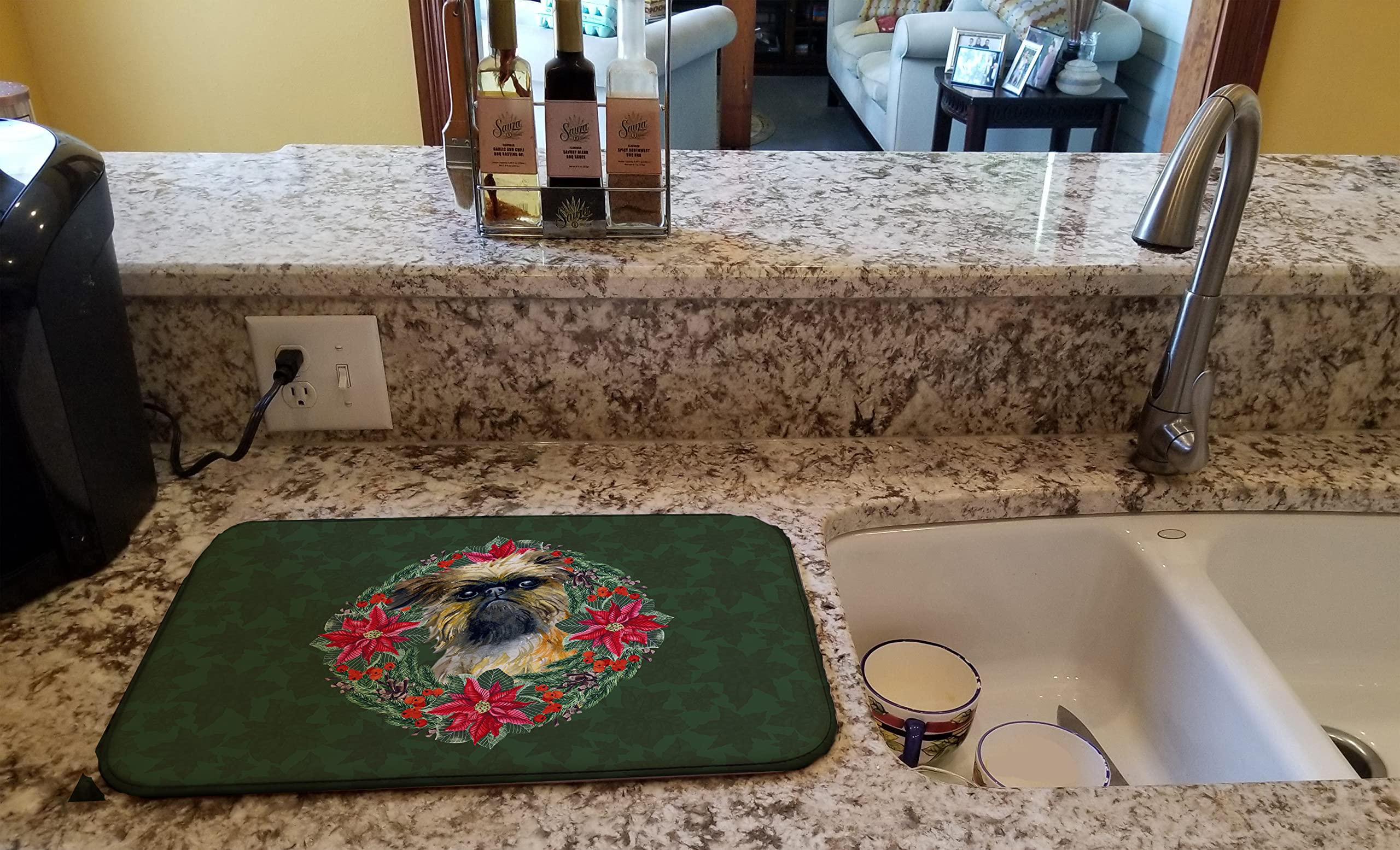 Brussels Griffon Dish Drying Mat - Absorbent Kitchen Counter Pad, 14x21