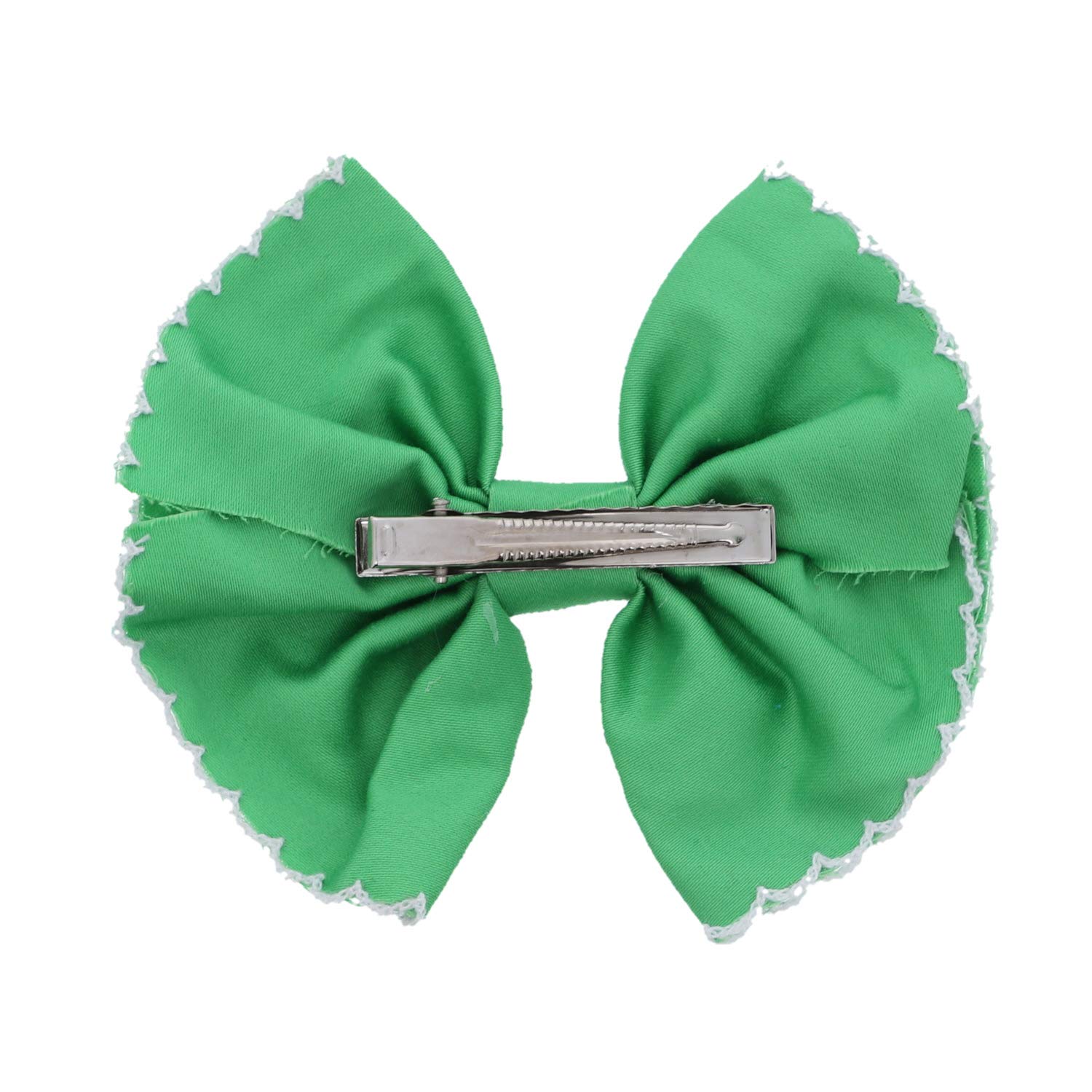 Scalloped Edge Bow Hair Clip Large Green - Perfect for Weddings, Parties, and Everyday Elegance