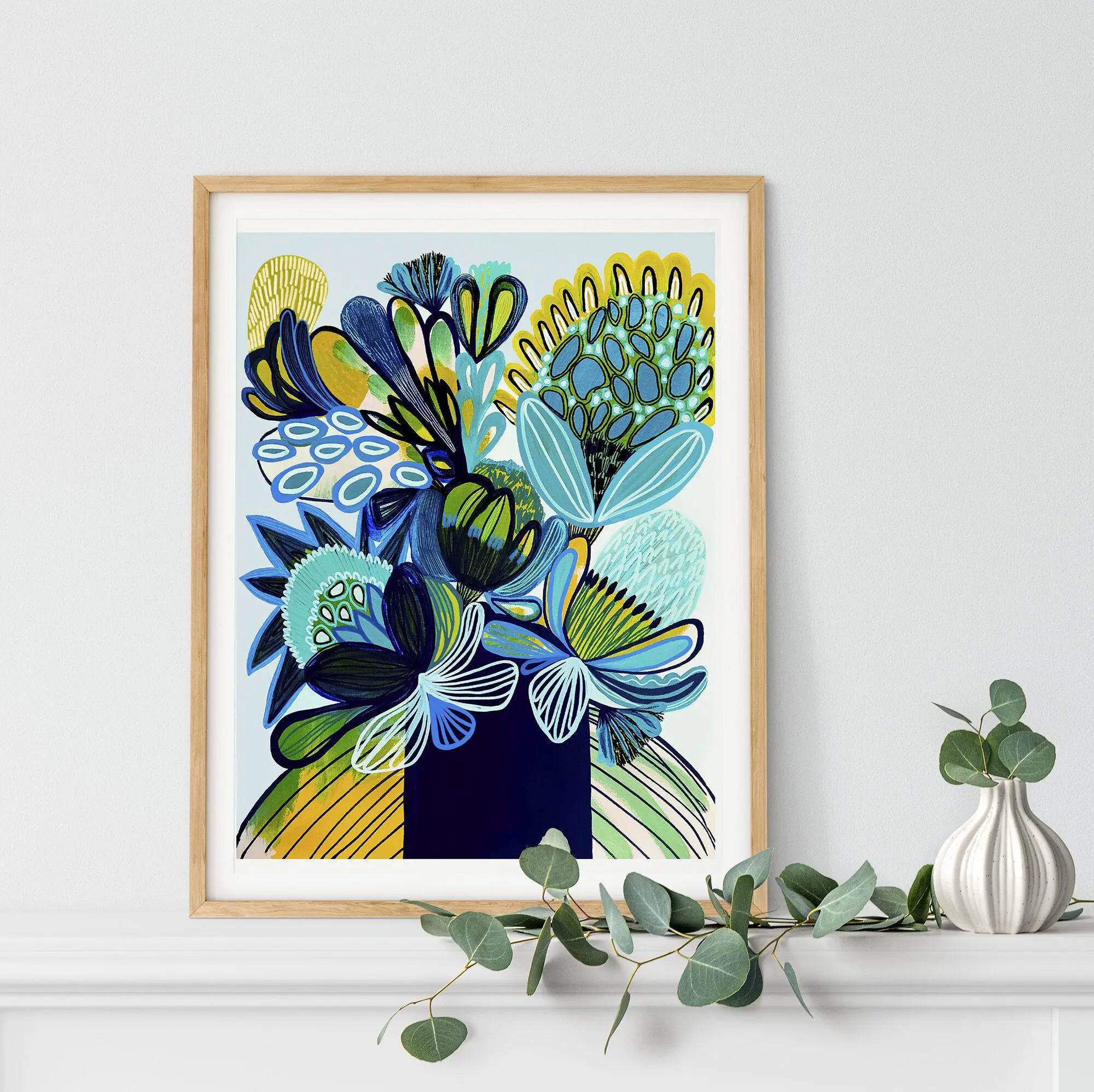 Australia Blue Bush Flora Art Print - Stunning Botanical Wall Decor for Home, Office & Gift Ideas | Perfect for Living Room, Bedroom & Interior Design
