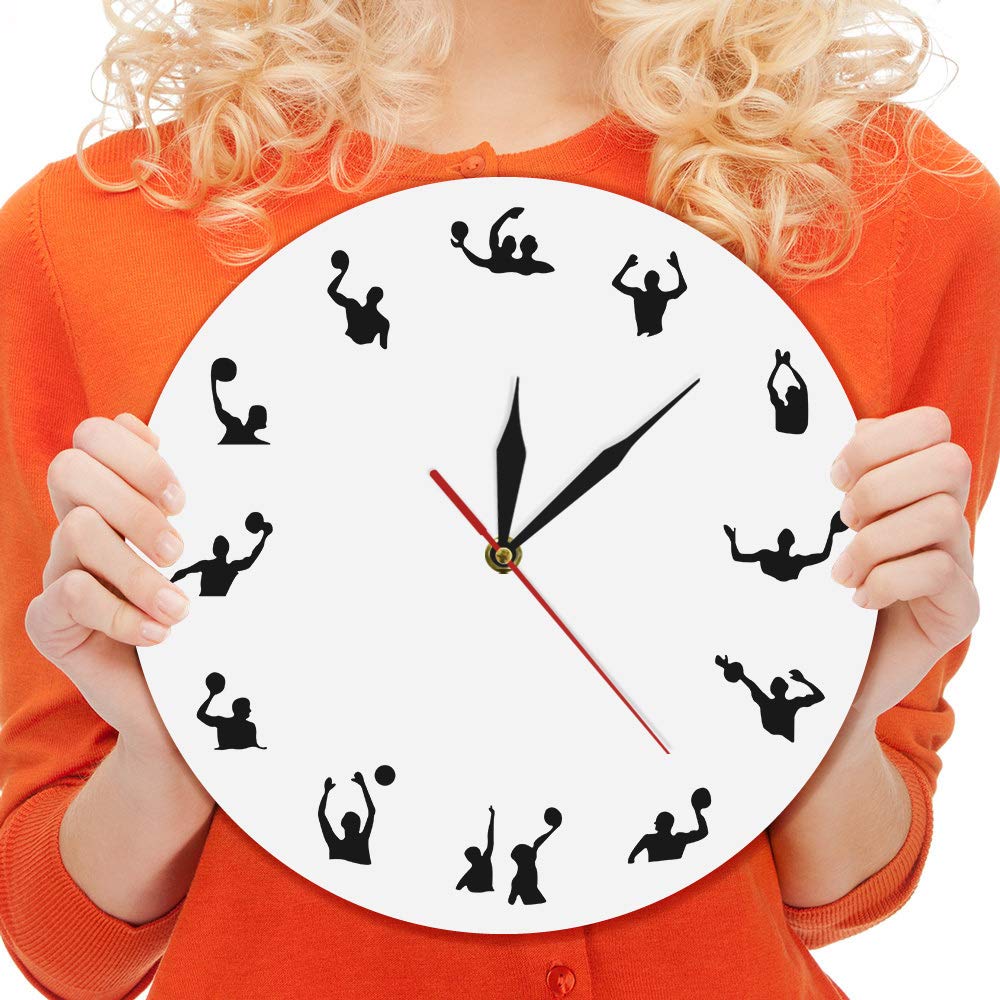 Minimalist Water Polo Wall Clock - Silent Non-Ticking Modern Design - Perfect for Swimming Pool Decor, Sports Team Gifts & Game Room Wall Art