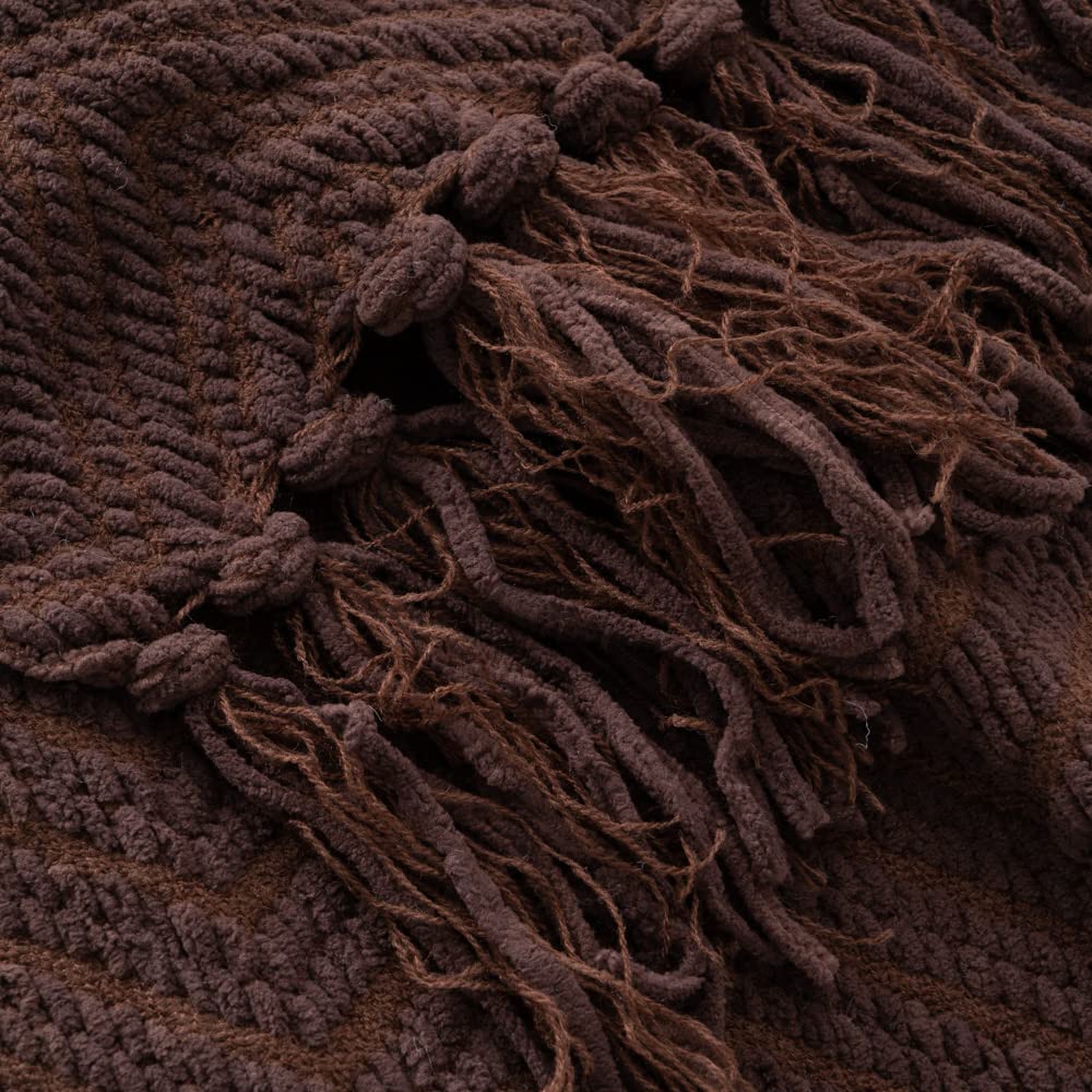 BATTILO HOME Dark Brown Knitted Throw Blanket 50