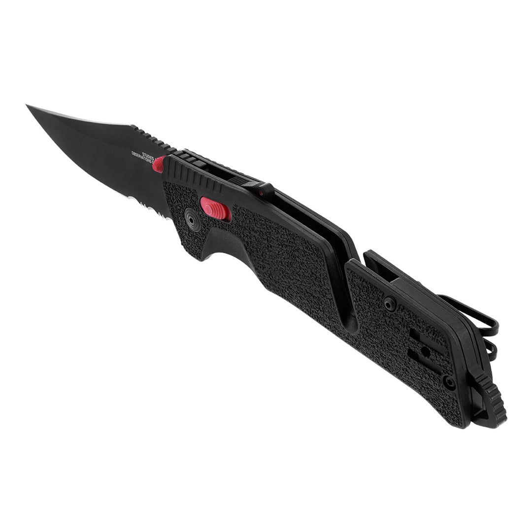 SOG Trident AT Serrated Tactical Knife - Black and Red Blade for Outdoor Survival, Camping, and Everyday Carry (EDC)