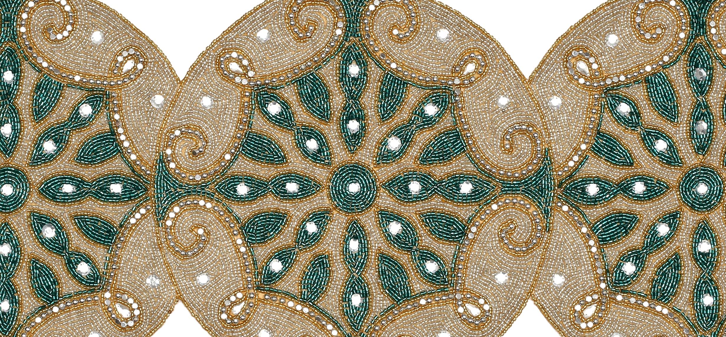 13x36 Beaded Table Runner - Glitz Decorative Farmhouse Rustic Tablecloth for Wedding, Christmas & Holiday Decor in Silver, Teal & Gold | Perfect for Bridal Showers, Dinner Parties & Seasonal Home Decor