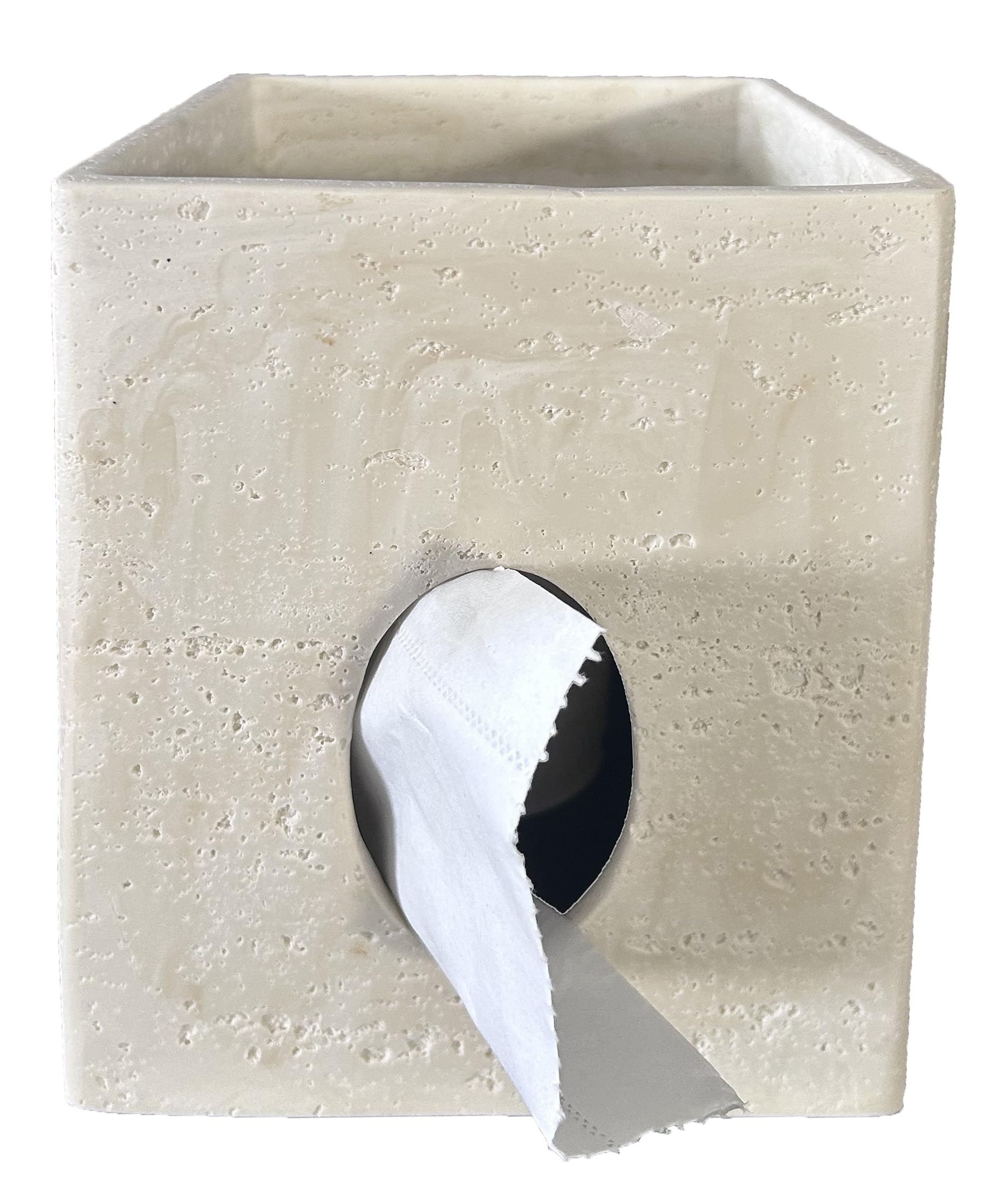 Hymmah Square Tissue Box Cover with Tray - Unique Cube Design Kleenex Box Holder for Vanity, Bedroom & Living Room - Stylish Home Decor for Countertops and Nightstands - Perfect for Bathroom, Office, and Guest Room Organization