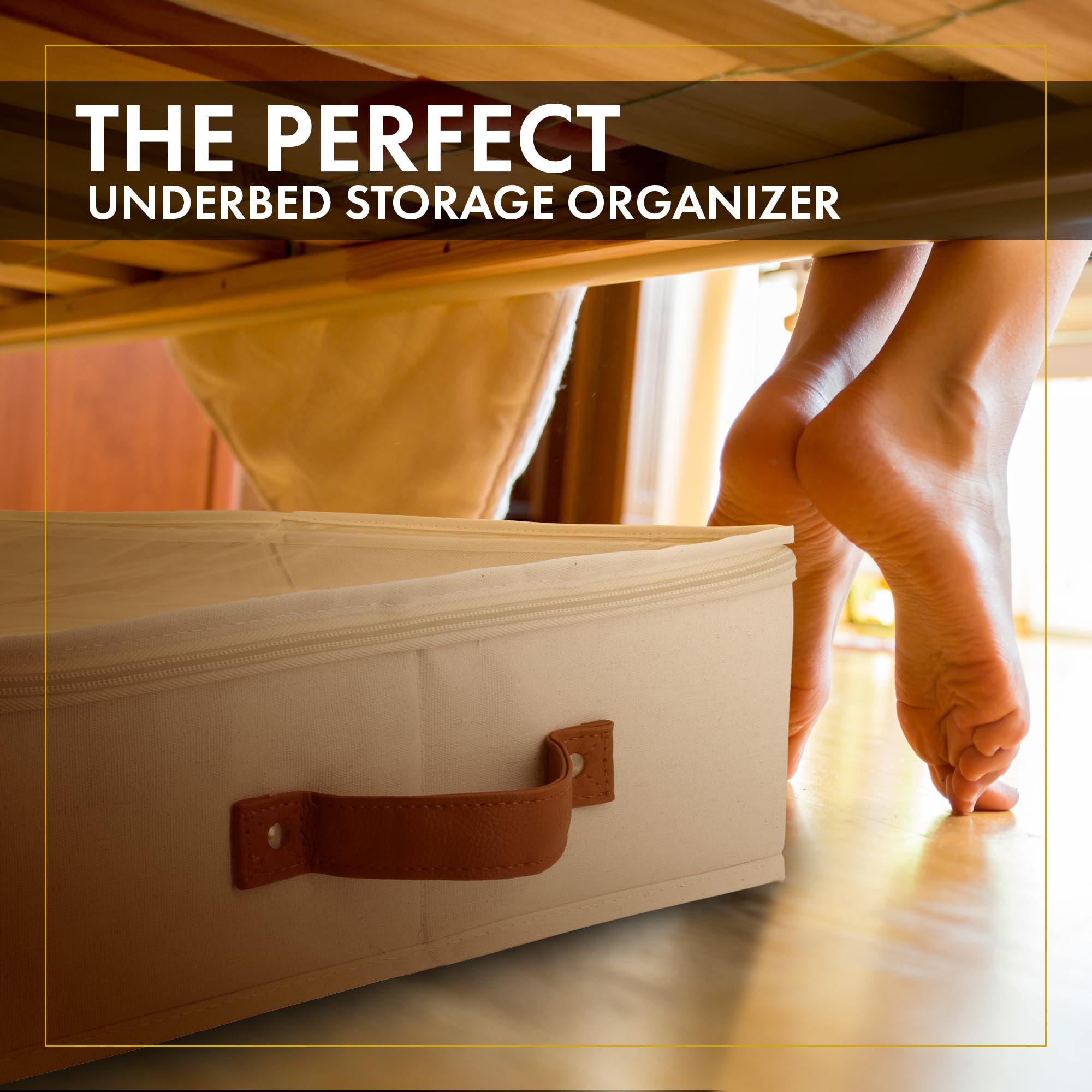 HOMELUX THEORY 2-Piece Under Bed Storage Containers with Lids - Medium Underbed Drawer Organizer for Clothes, Blankets, Shoes & Fabric (Ivory) | Space-Saving Bedroom Storage Solution for Small Spaces & Closet Organization