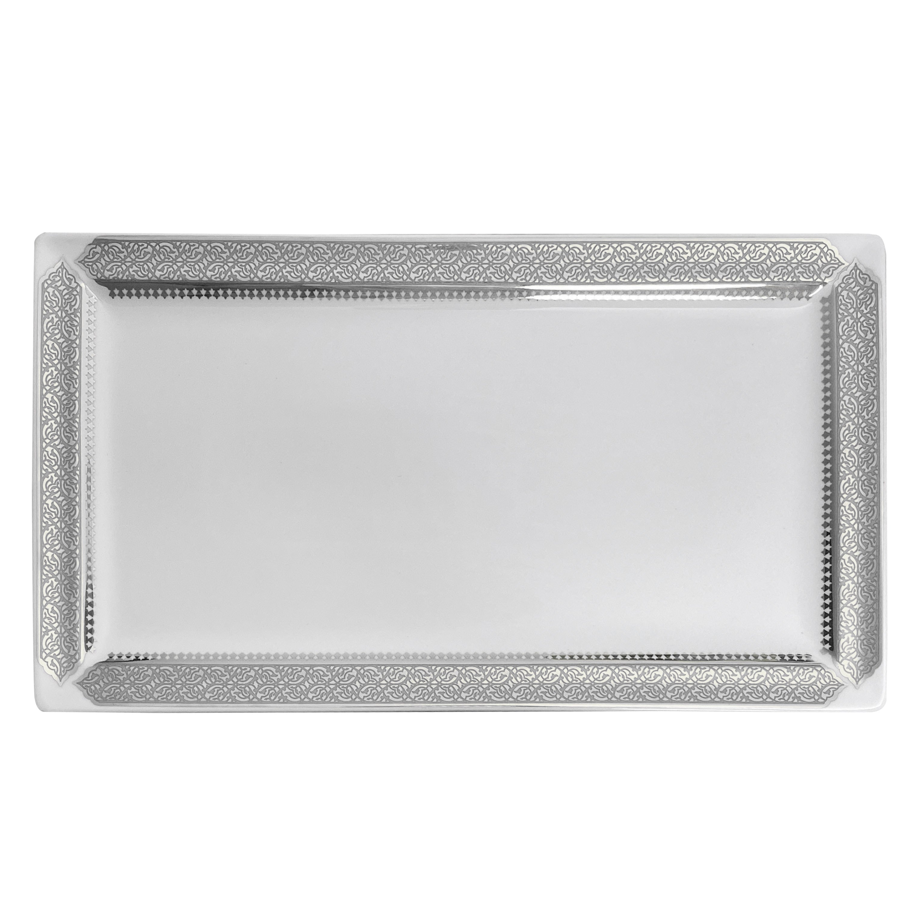 Dimlaj Cordoba Porcelain Dinner Plate - Platinum White Fine China for Formal Dining, Wedding & Special Occasions