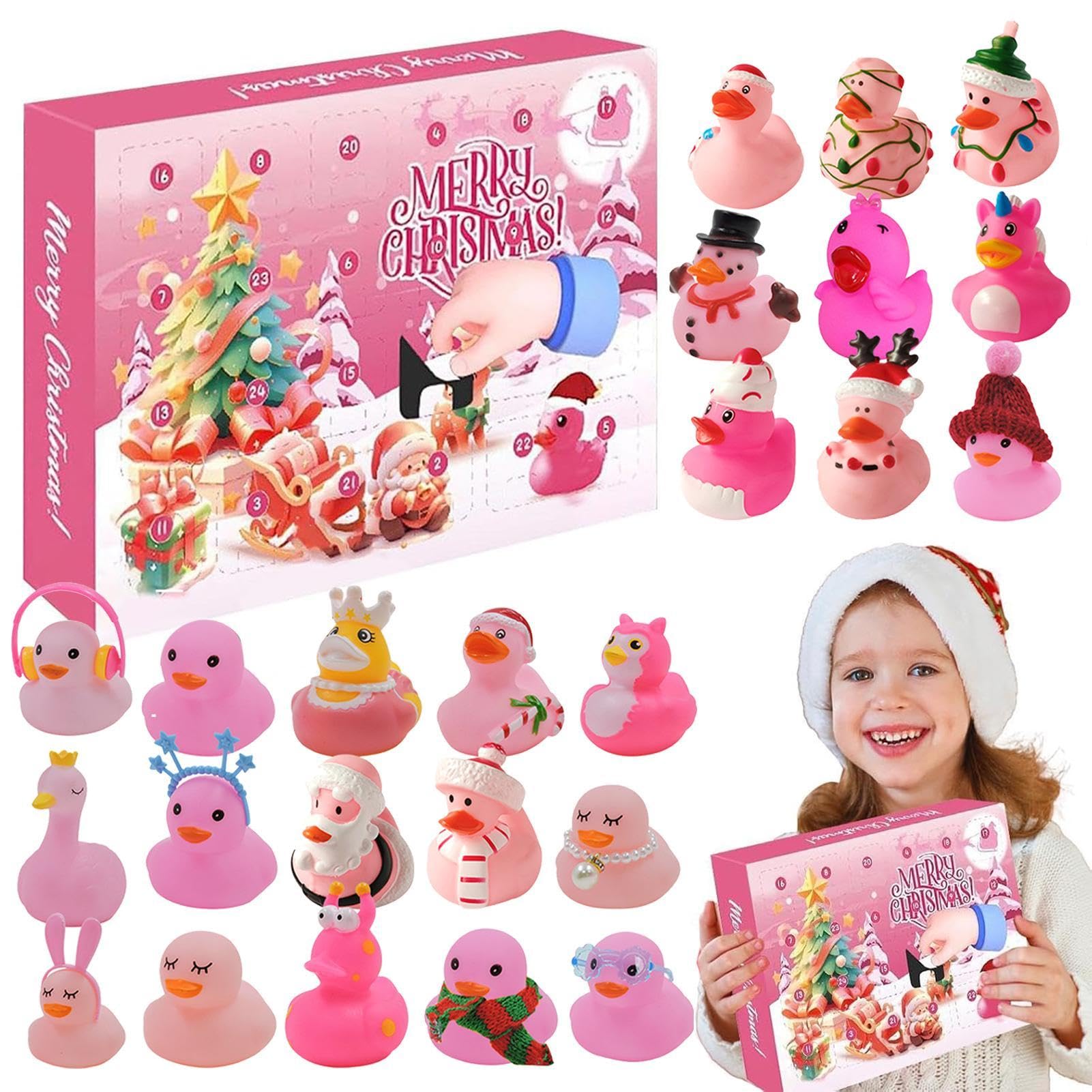Advent Countdown Duck Figure - Christmas Vinyl Duck Countdown Calendar for Kids - Water Duck Unboxing Toy Gift for Holiday Fun & Decor