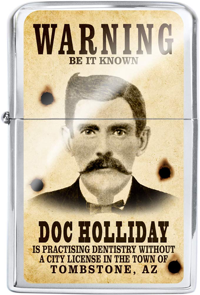 Victor Western Wanted Poster Oil Lighter - Doc Holliday Vintage Style | Collectible Antique Reproduction for Cowboy Enthusiasts | Perfect for Western Decor, Gift Giving & Movie Props