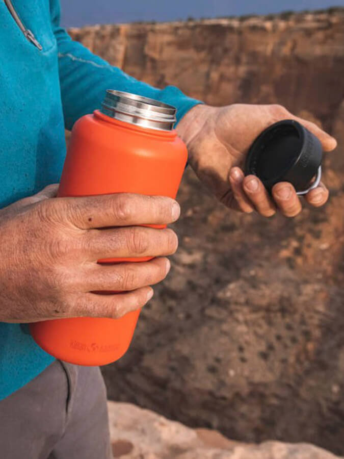 Klean Kanteen 40oz (1182ml) Wide Mouth Stainless Steel Water Bottle with Loop Cap - Leak Proof, BPA Free for Hiking, Gym & Outdoor Activities