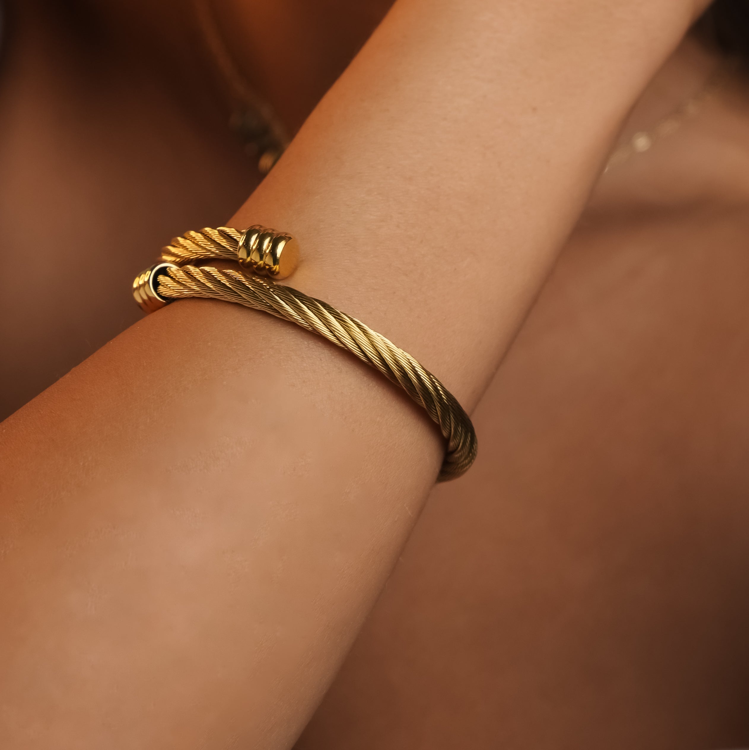 18K Gold Plated Adjustable Cable Bracelet for Women - Elegant Golden Bangle Jewelry Gift for Birthday, Anniversary & Special Occasions