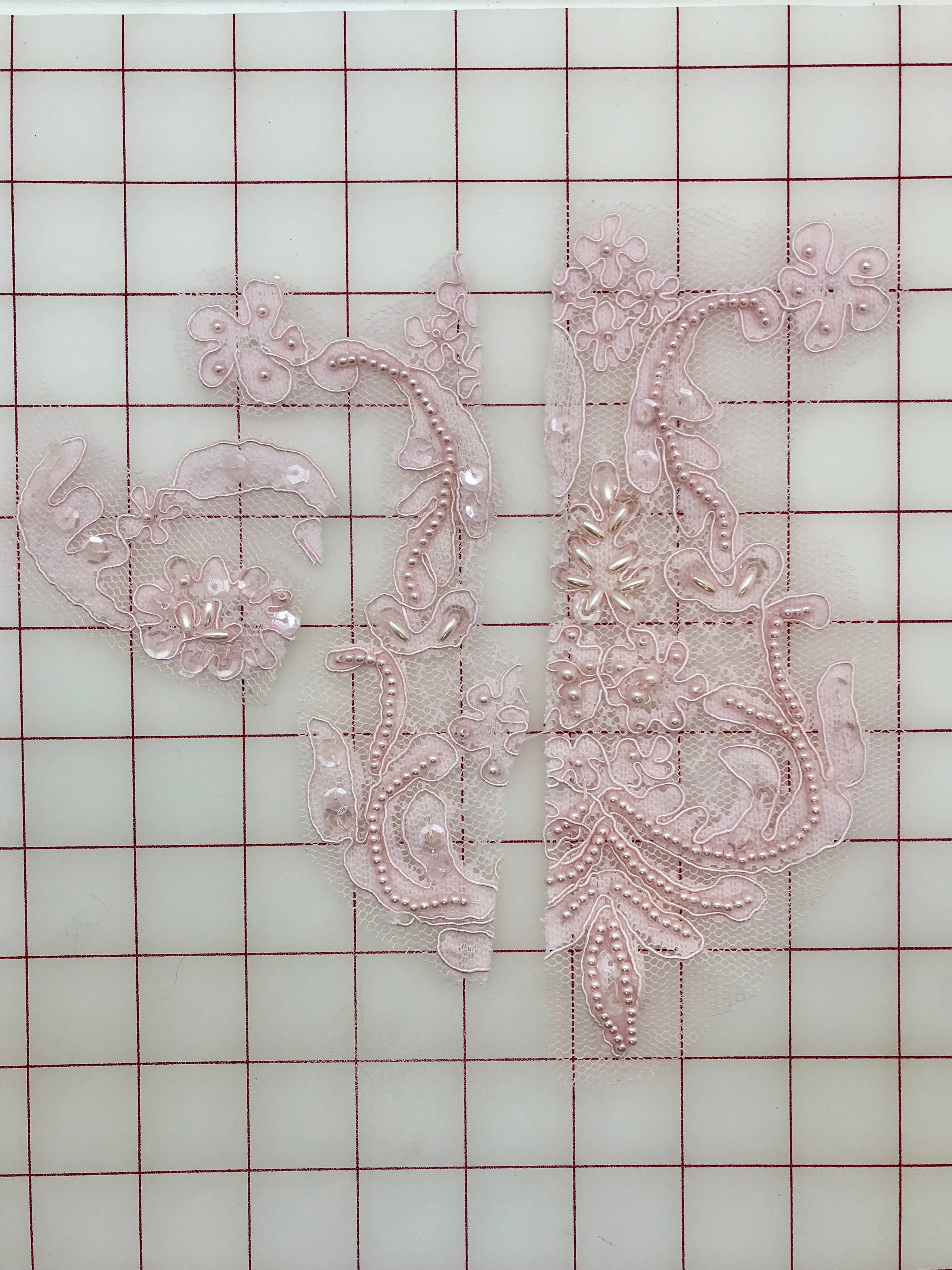 Exquisite Beaded & Sequined Lace Applique Motifs - Pink Designs (Sizes B, C, D) | Perfect for Wedding Dresses, Bridal Gowns & DIY Costume Embellishments