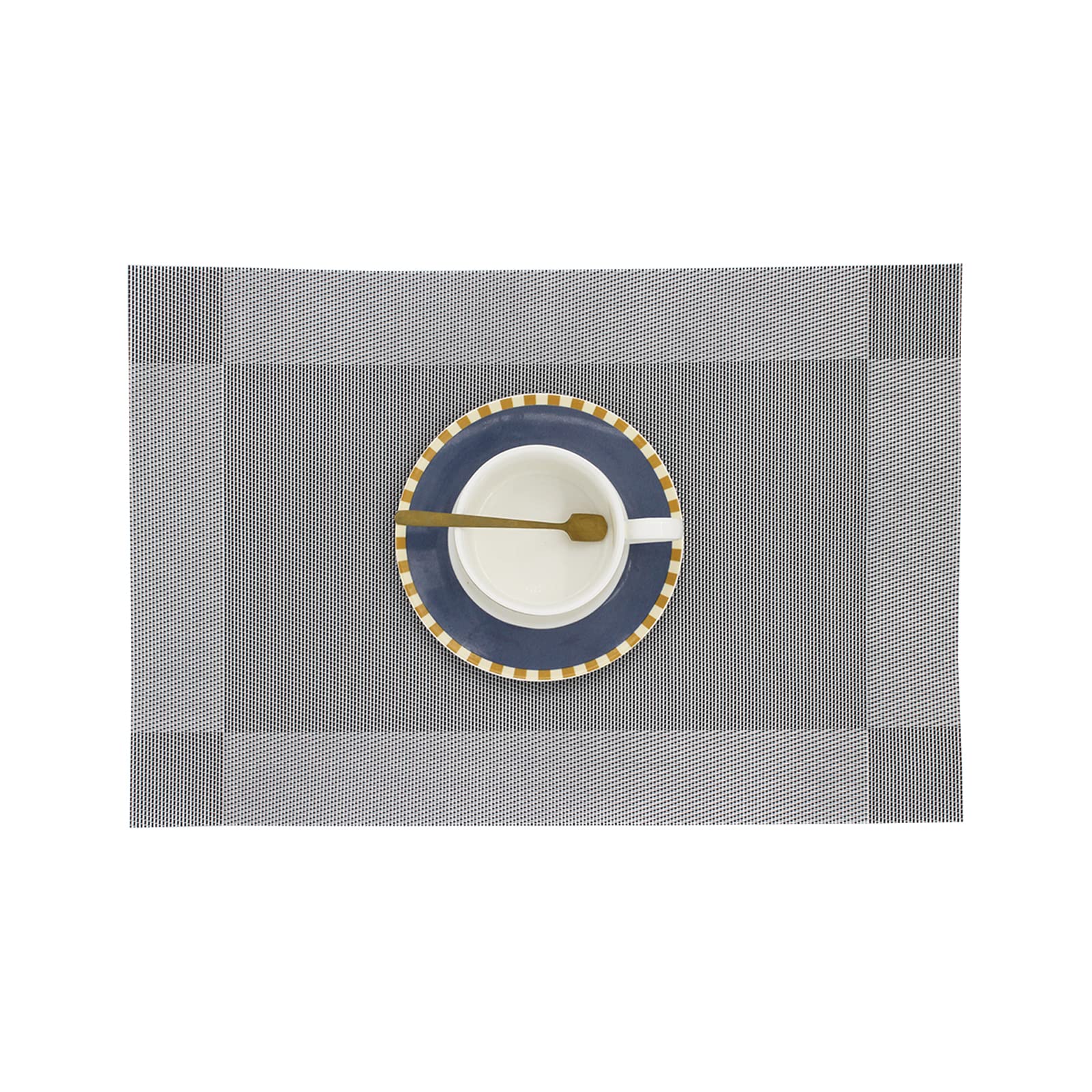 EMMTEEY 4-Pack Silver Gray Vinyl Placemats 18x12 Inch - Heat Resistant Table Mats for Dining, Kitchen, Restaurant & Holiday Party Decor - Perfect for Everyday Use, Thanksgiving, Christmas & Special Occasions