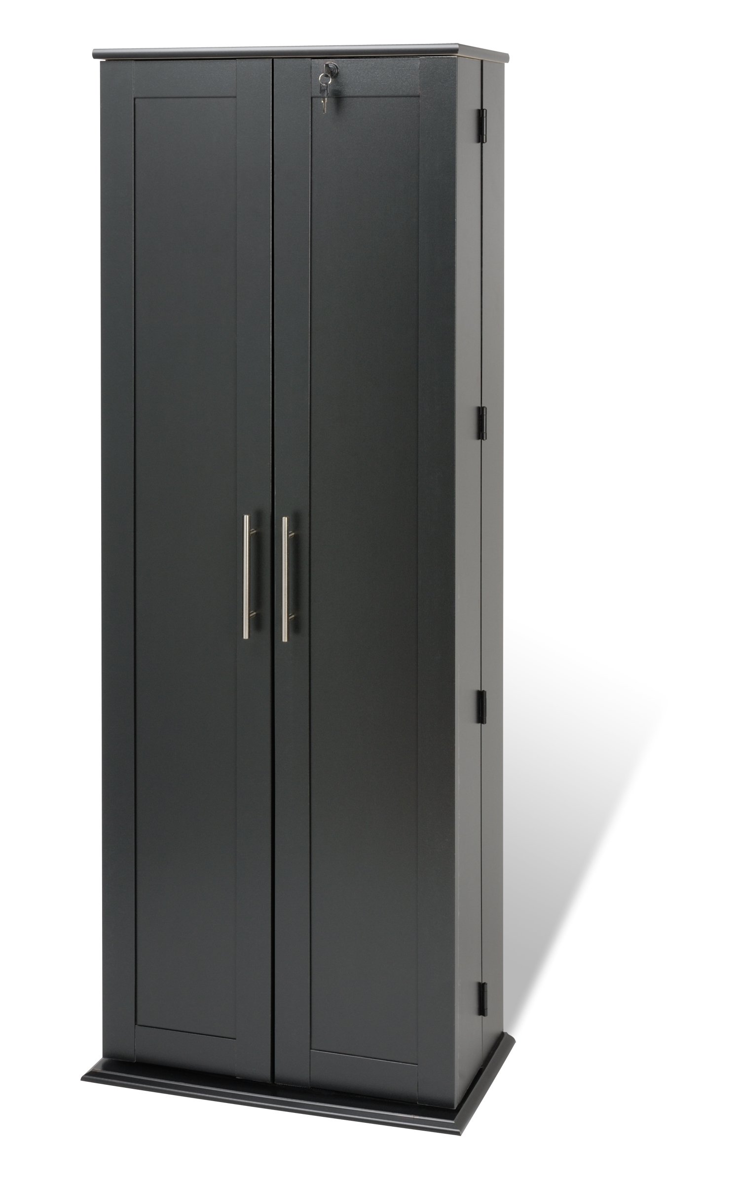 Prepac Grande Locking Media Storage Cabinet with Shaker Doors - Black - Perfect for Home Office, Living Room & Media Room Organization