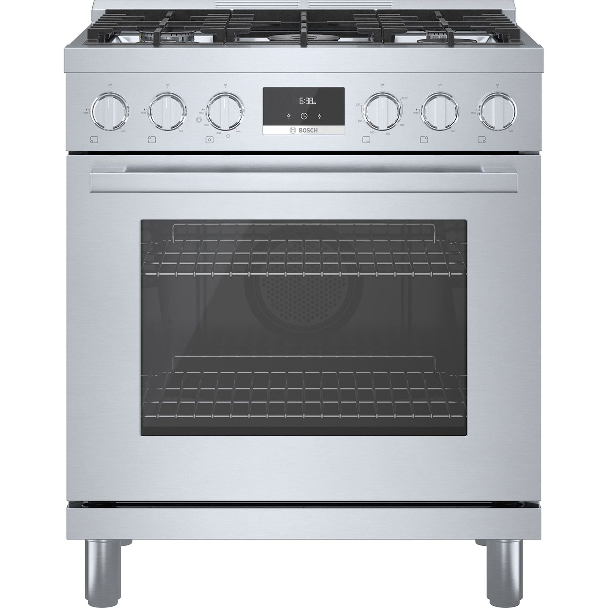Bosch HGS8055UC 30-inch Stainless Steel Gas Range - 5 Burner Cooktop, Convection Oven - Perfect for Home Kitchen & Professional Cooking