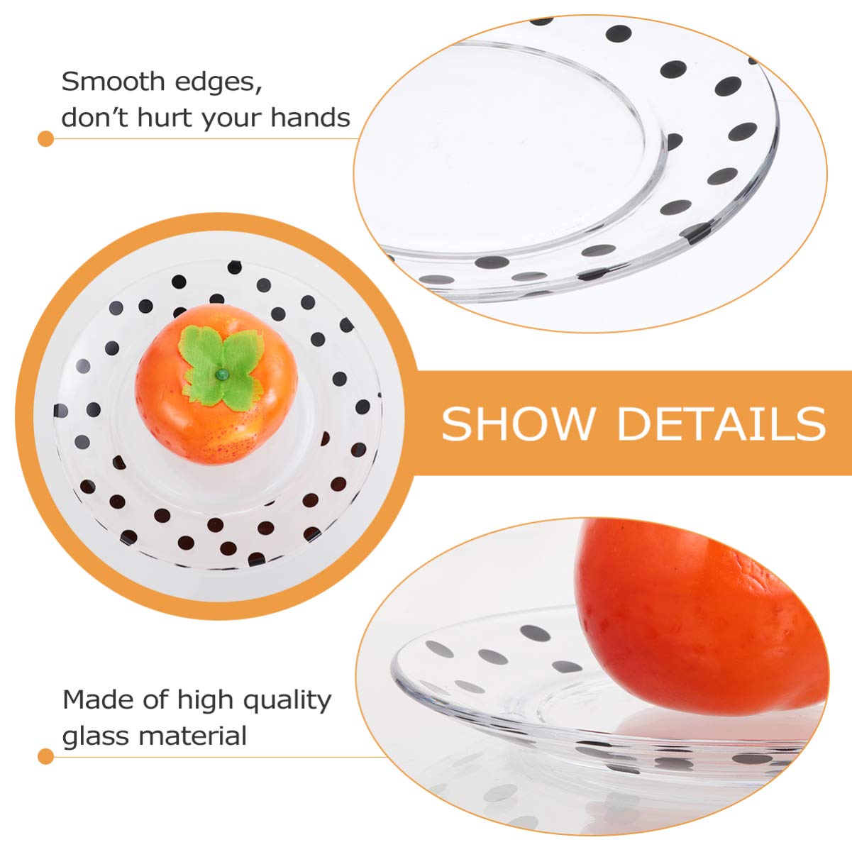 Hemoton Clear Glass Plate Set - 1PC Dot Glass Dish for Fruits, Salads, Ice Cream & Desserts | Durable & Elegant Glass Dinner Plates | Perfect for Home Dining, Parties & Restaurant Use