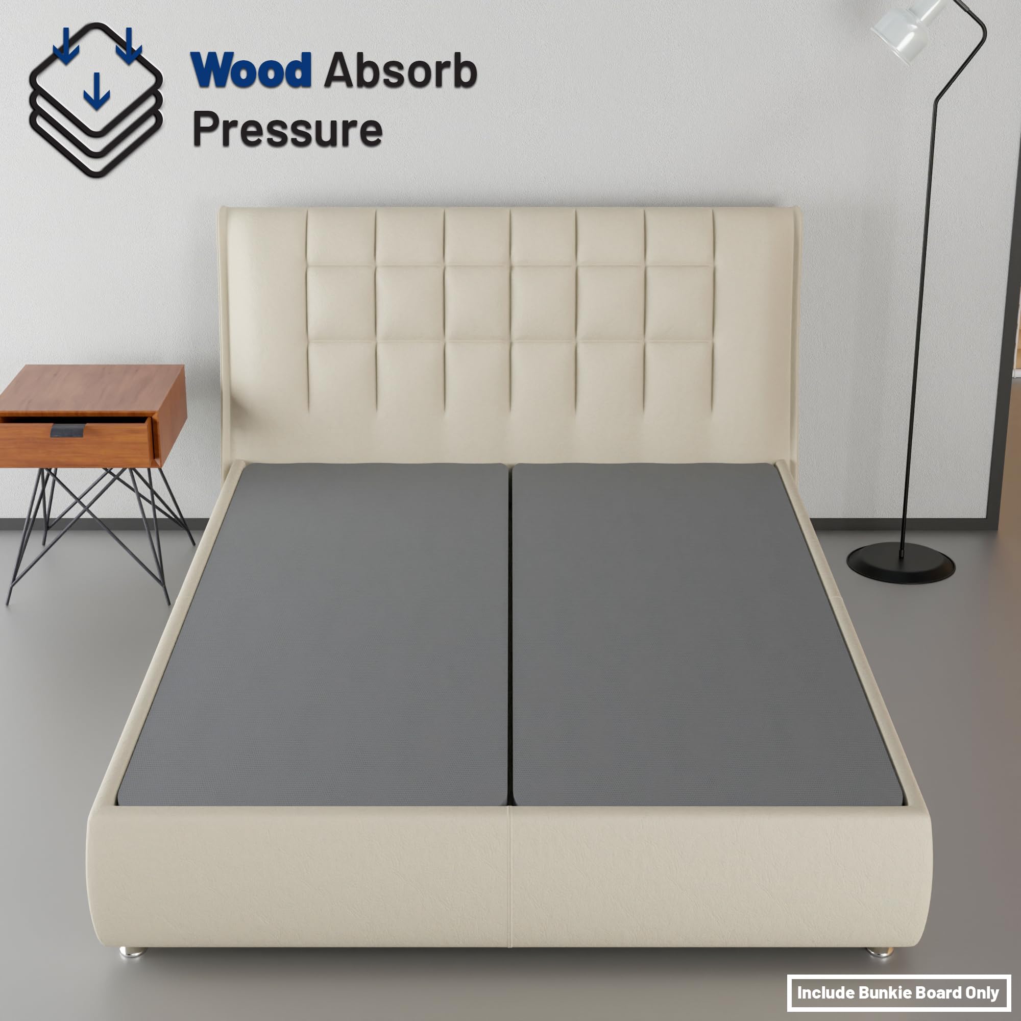 1.5-Inch Split Bunkie Board for Mattress Support - Fully Assembled Bed Foundation, Enhanced Comfort & Durability, Full Size, Gray - Perfect for Platform Beds, Adjustable Bases & Mattress Toppers