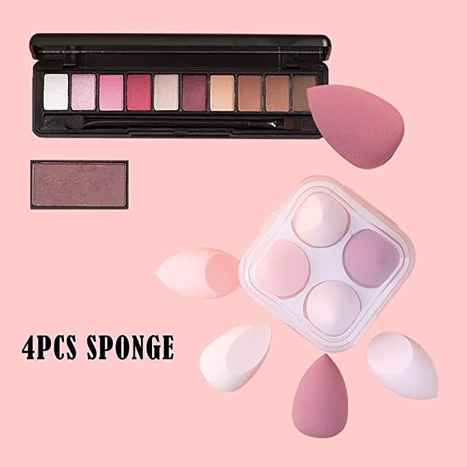 Adbeni Makeup Sponges Set of 4 - Premium Beauty Blender for Foundation, Cream & Powder - Includes Egg Case Holder - Perfect for Professional Makeup Application & Everyday Blending