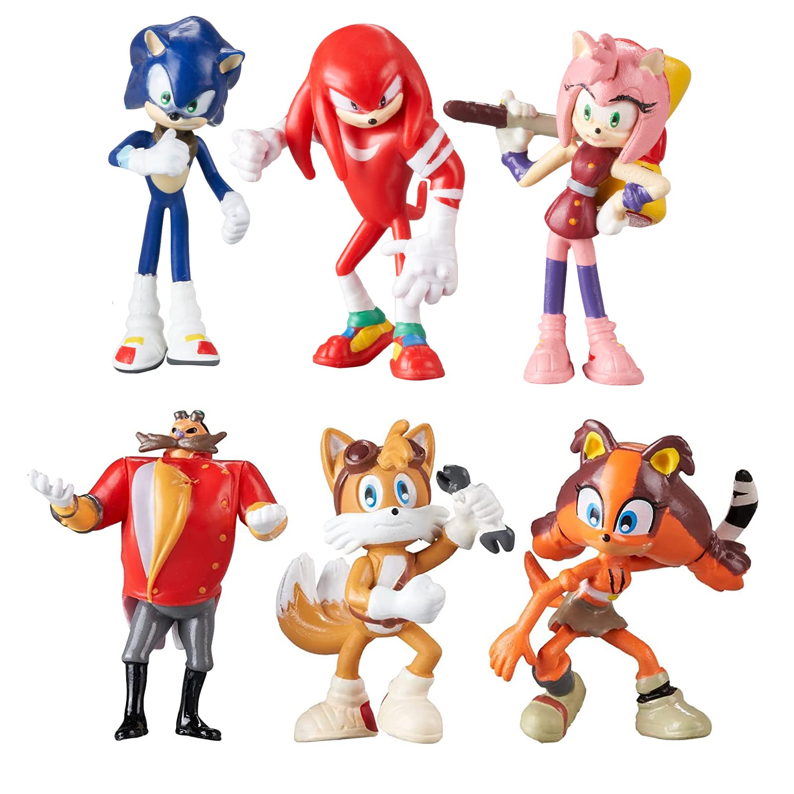 Sonic the Hedgehog Action Figures - 6pcs Cake Toppers Set for Birthday Party Decorations, Kids Toy Collection & Playset - Perfect for Birthday Cakes, Party Favors, and Kids Room Decor
