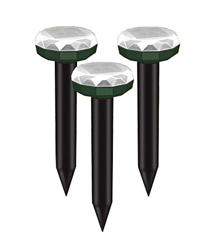 Solar Powered Mole & Gopher Repellent - 6 Pack Ultrasonic Vole & Groundhog Deterrent for Lawn & Garden Protection | Weatherproof & Humane Pest Control | Ideal for Yards, Flower Beds & Vegetable Gardens (Green-Diamond3)