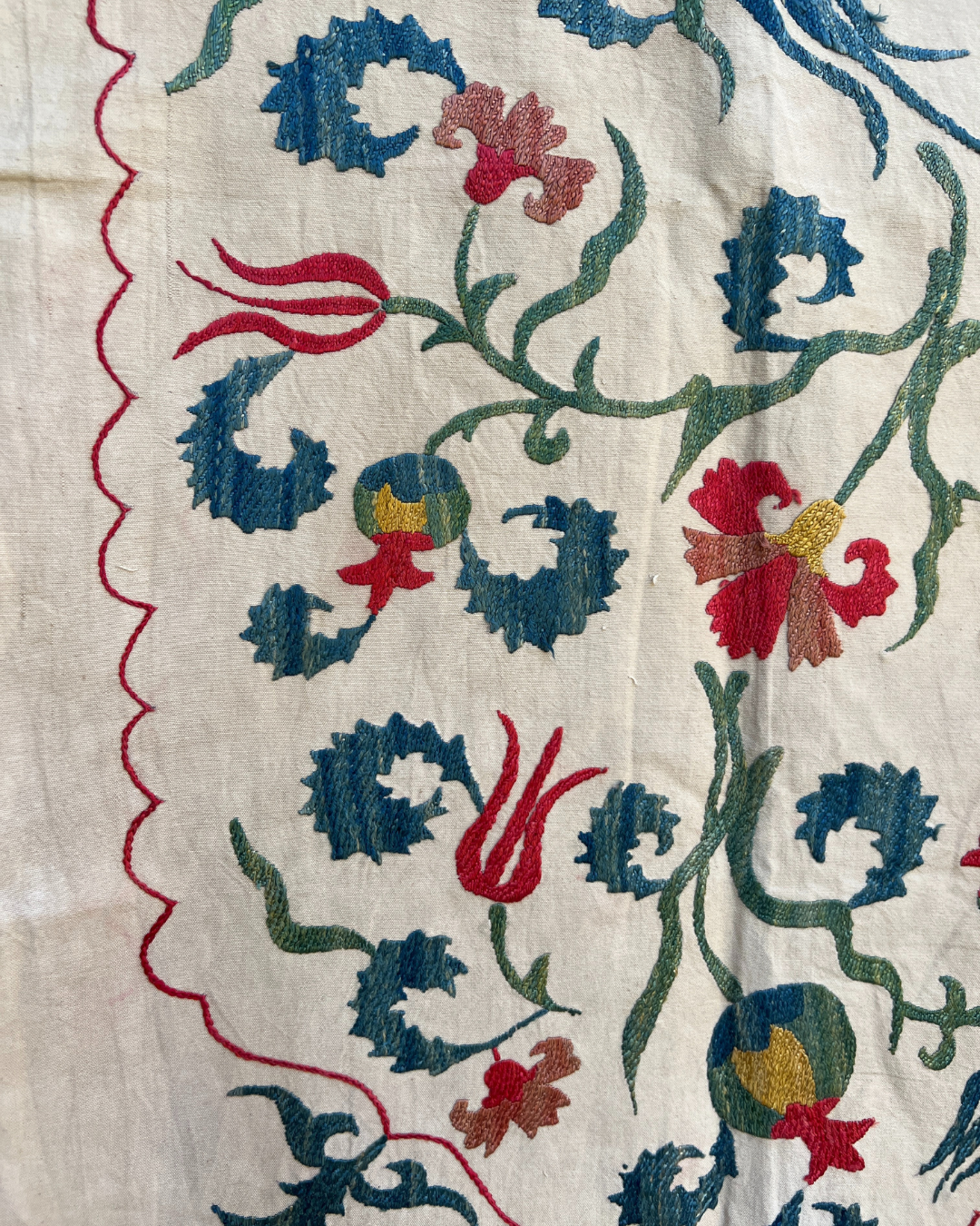 Handmade Suzani Medium 061 - Authentic Uzbek Embroidery Pillow Cover for Boho Home Decor, Living Room & Bedroom Accent
