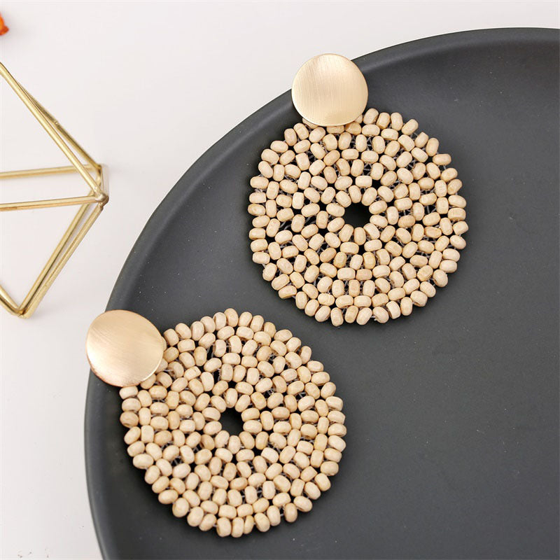 Boho Wooden Bead Drop Dangle Earrings for Women | Handmade Natural Wood Jewelry | Lightweight Statement Earrings for Casual Wear, Parties & Festivals | E9111