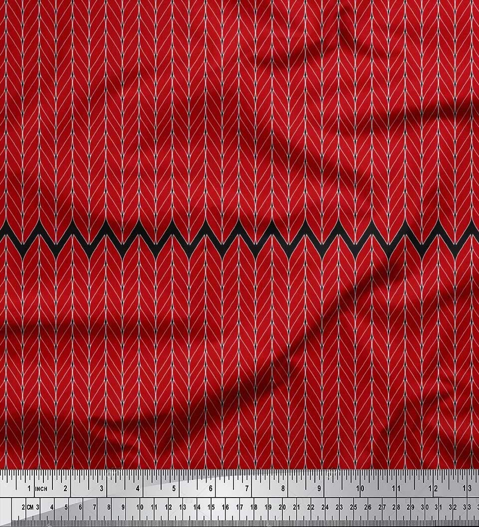 Soimoi Moss Georgette Brown Fabric by The Yard - 42 Inch Wide Herringbone Geometric Printed Textile for Dresses, Curtains & Home Decor | Classic Timeless Fashion & Upholstery Material