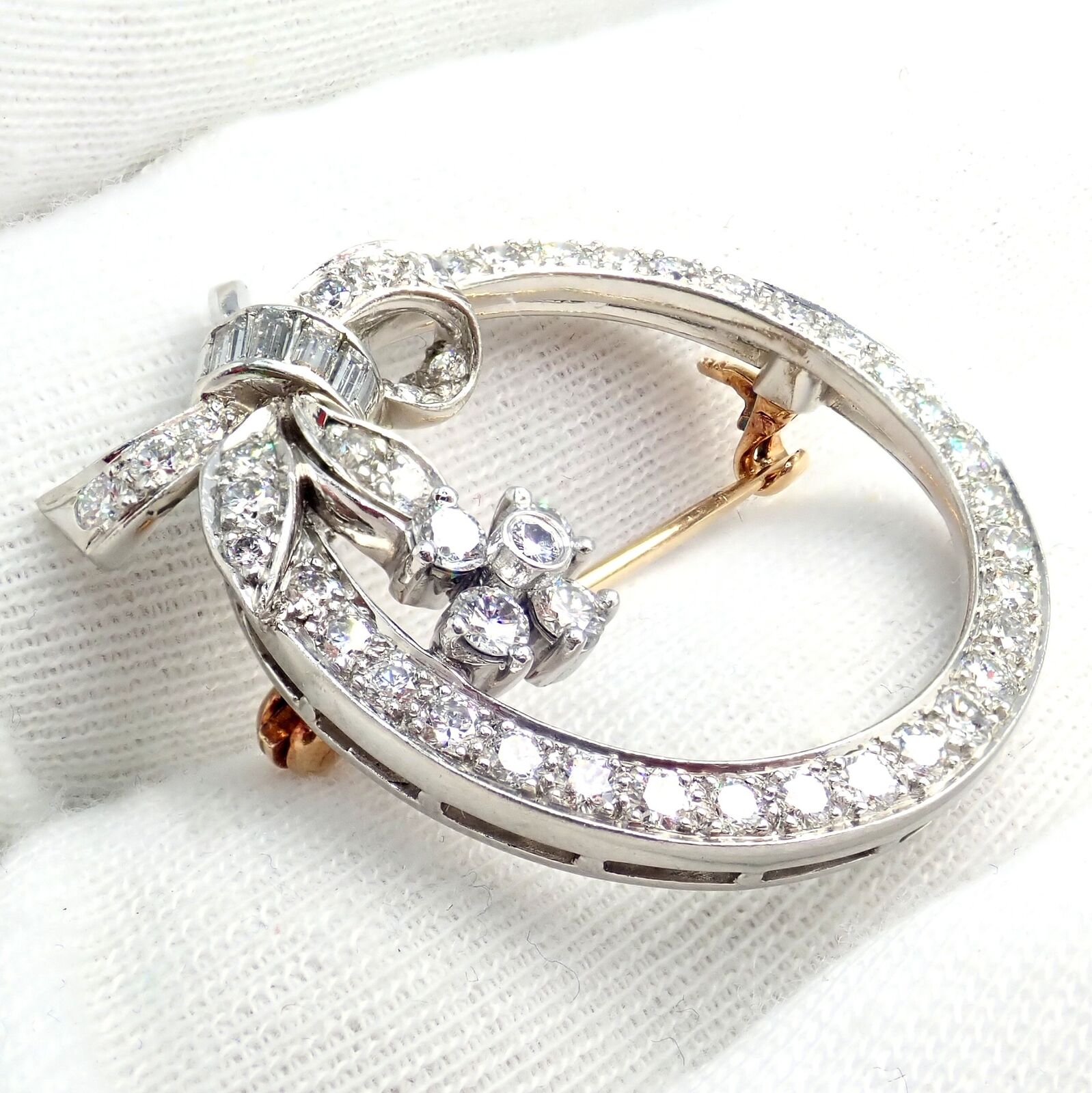 Authentic Tiffany & Co. Vintage 1920's Platinum Circle Pin Brooch with 2.1ct Diamonds - Elegant Antique Jewelry for Collectors & Special Occasions