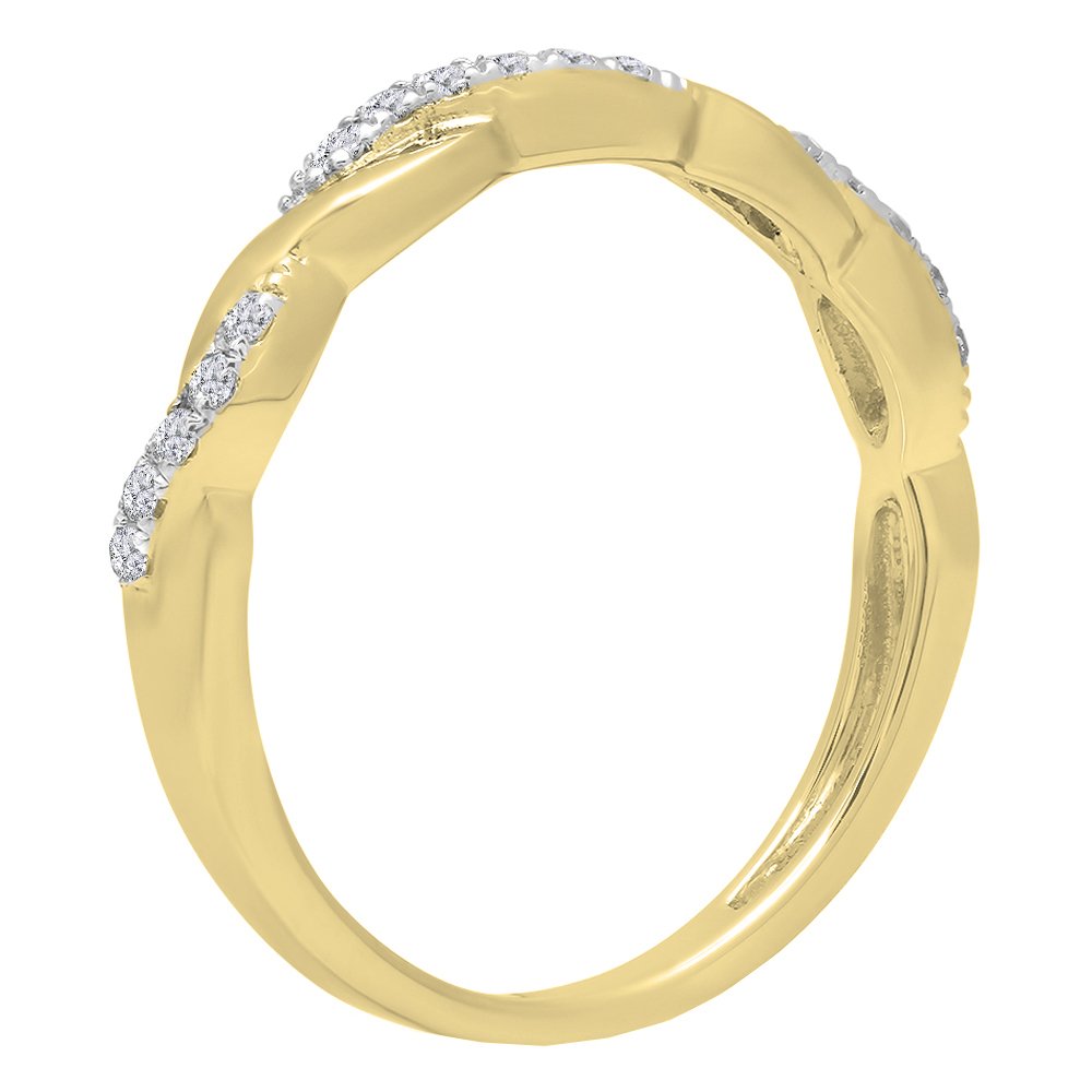 Dazzlingrock 14K White Gold Round Diamond Swirl Wedding Band for Women - 0.15 Cttw Stackable Ring, Solid White Gold Engagement Ring, Anniversary Gift for Her, Perfect for Bridal Sets & Special Occasions