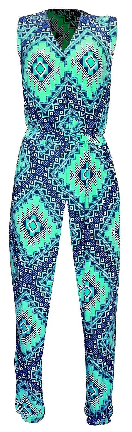 Stylish Tribal Geometric Print Sleeveless Romper Jumpsuit for Women - Perfect for Summer Parties, Beach Vacations & Night Out Events
