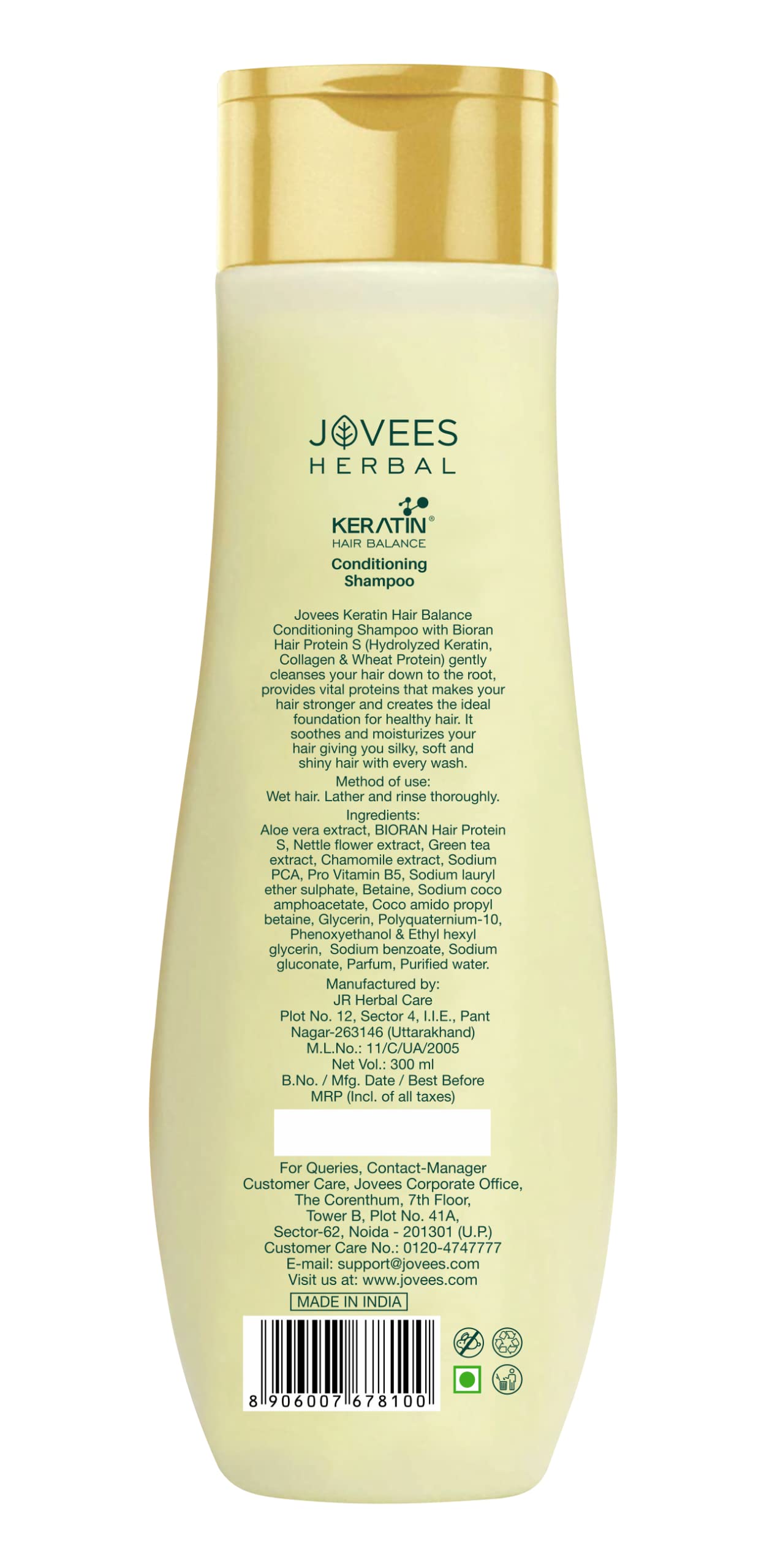 Jovees Keratin Hair Balance Conditioning Shampoo 300ml - Scalp Exfoliating & Renewing Formula for Healthy, Strong Hair - Perfect for Daily Hair Care & Scalp Treatment