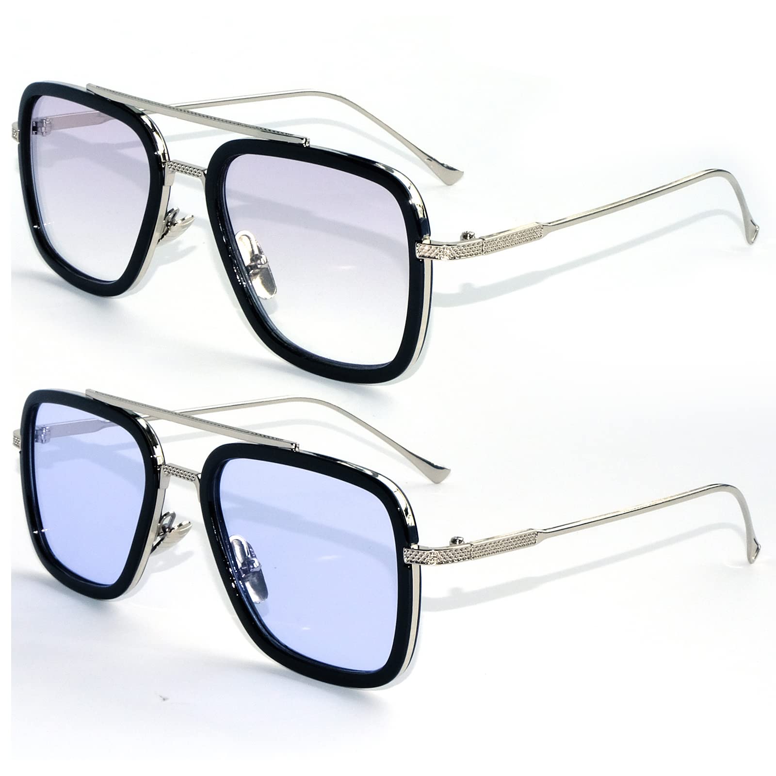 Tony Stark Sunglasses - Iron Man Inspired UV Protection Square Metal Frames - Perfect for Cosplay, Halloween, and Everyday Fashion