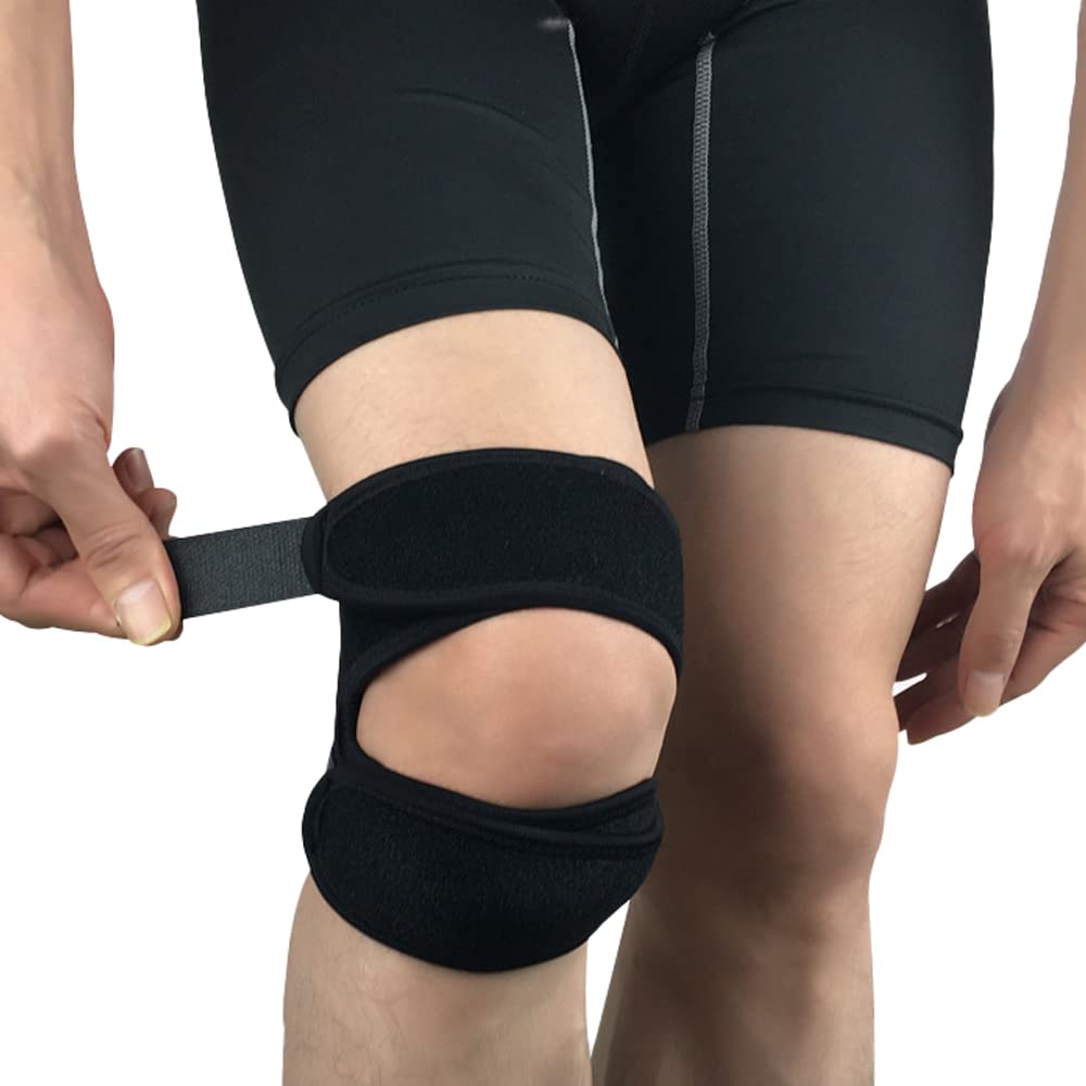 HSManLian Adjustable Patella Knee Strap Brace - Support for Running, Climbing, Cycling & Fitness - Black - Ideal for Joint Pain Relief & Active Lifestyles