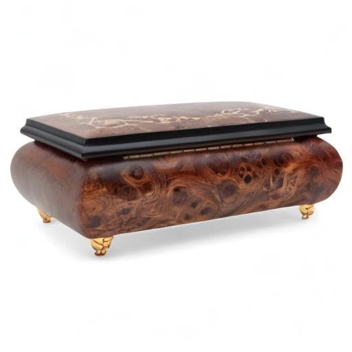 Exquisite Italian Handcrafted Inlaid Olmo Wood Musical Jewelry Box - Plays Clair de Lune - Perfect for Gift Giving, Jewelry Storage & Home Décor