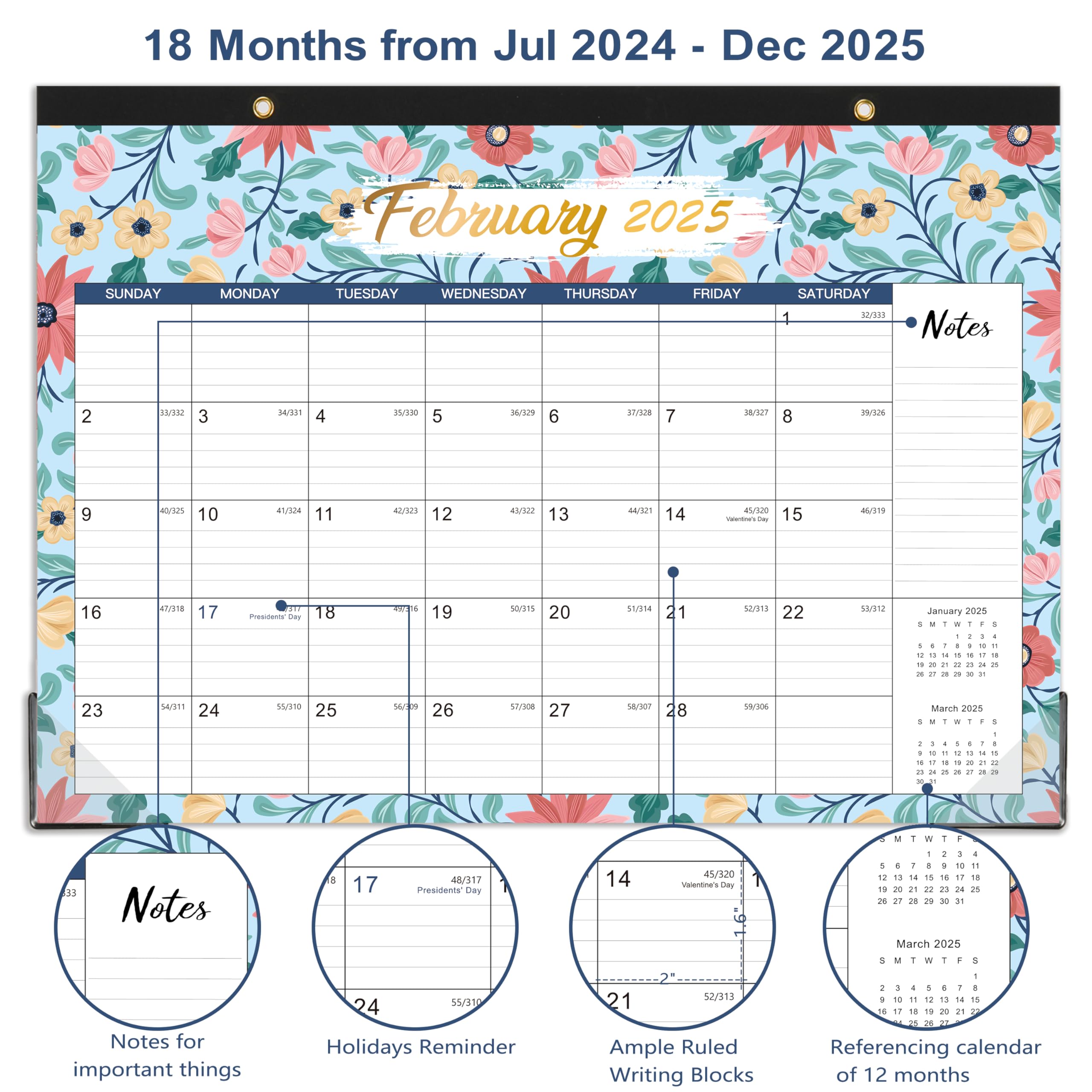 2024-2025 Academic Planner Calendar (July 2024 - December 2025) | 18-Month Large Desk Calendar 17