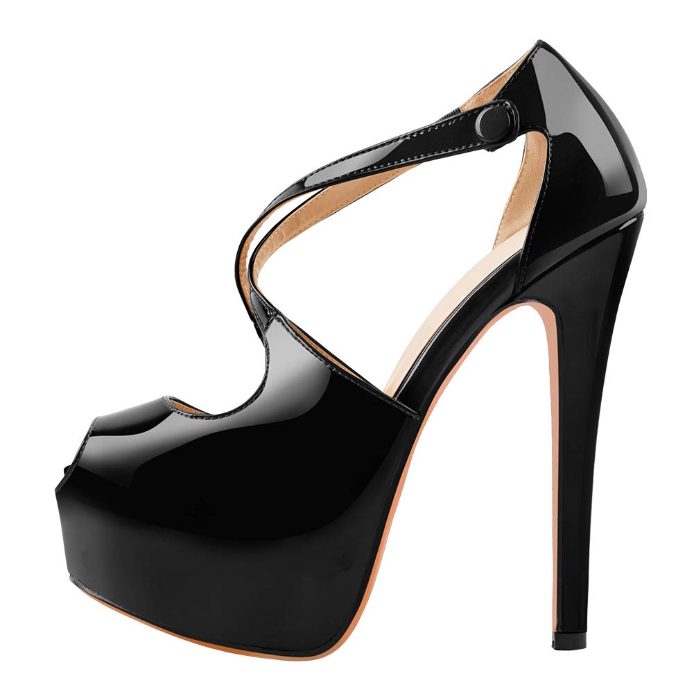 Yolkomo Women's Platform Heels - Ankle Strap Stiletto High Heel Sandals for Parties, Weddings & Night Out | Comfortable & Stylish Dress Shoes