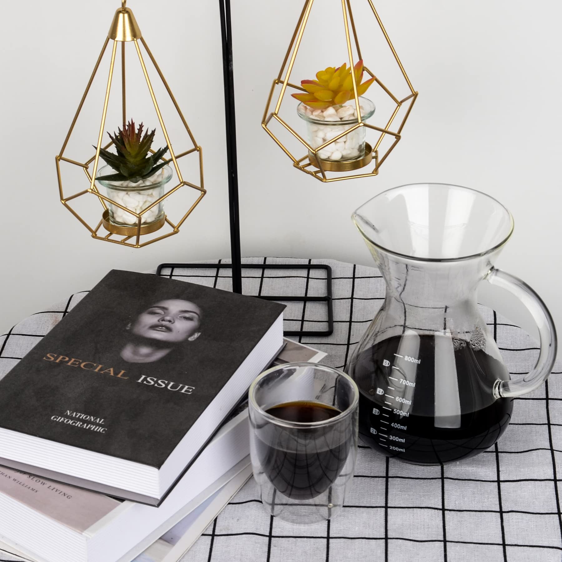Premium T-mark Pour Over Coffee Maker with Reusable Stainless Steel Filter - 600ml BPA-Free Glass Carafe - Ideal for Home, Office & Camping Brewing