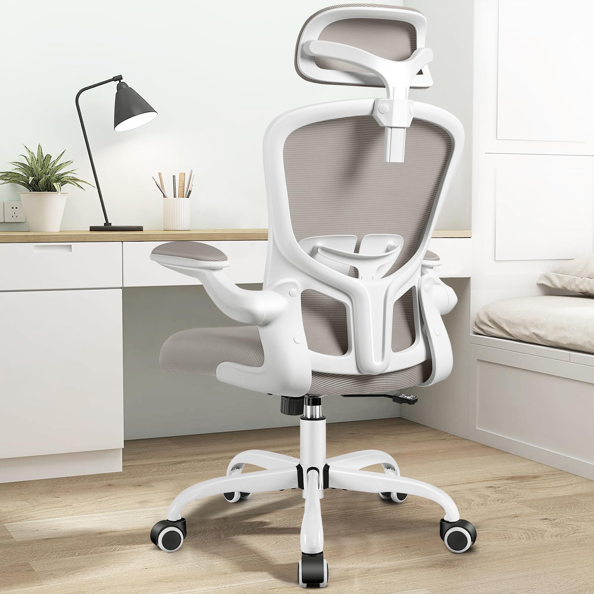 FelixKing Ergonomic Office Chair with Adjustable Lumbar Support & Headrest - High Back Swivel Task Chair for Home Office, Gaming & Workspace - Adjustable Height & Armrests (Gray) - Perfect for Long Work Hours, Online Meetings & Comfortable Gaming Sessions