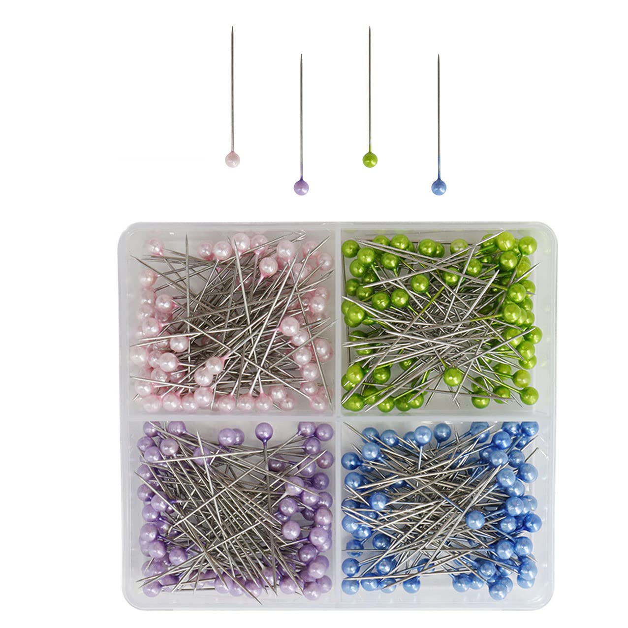 Pearl Head Sewing Pins 320pcs - 38mm Straight Pins for Fabric, Silk & Wedding Bouquet Decorations