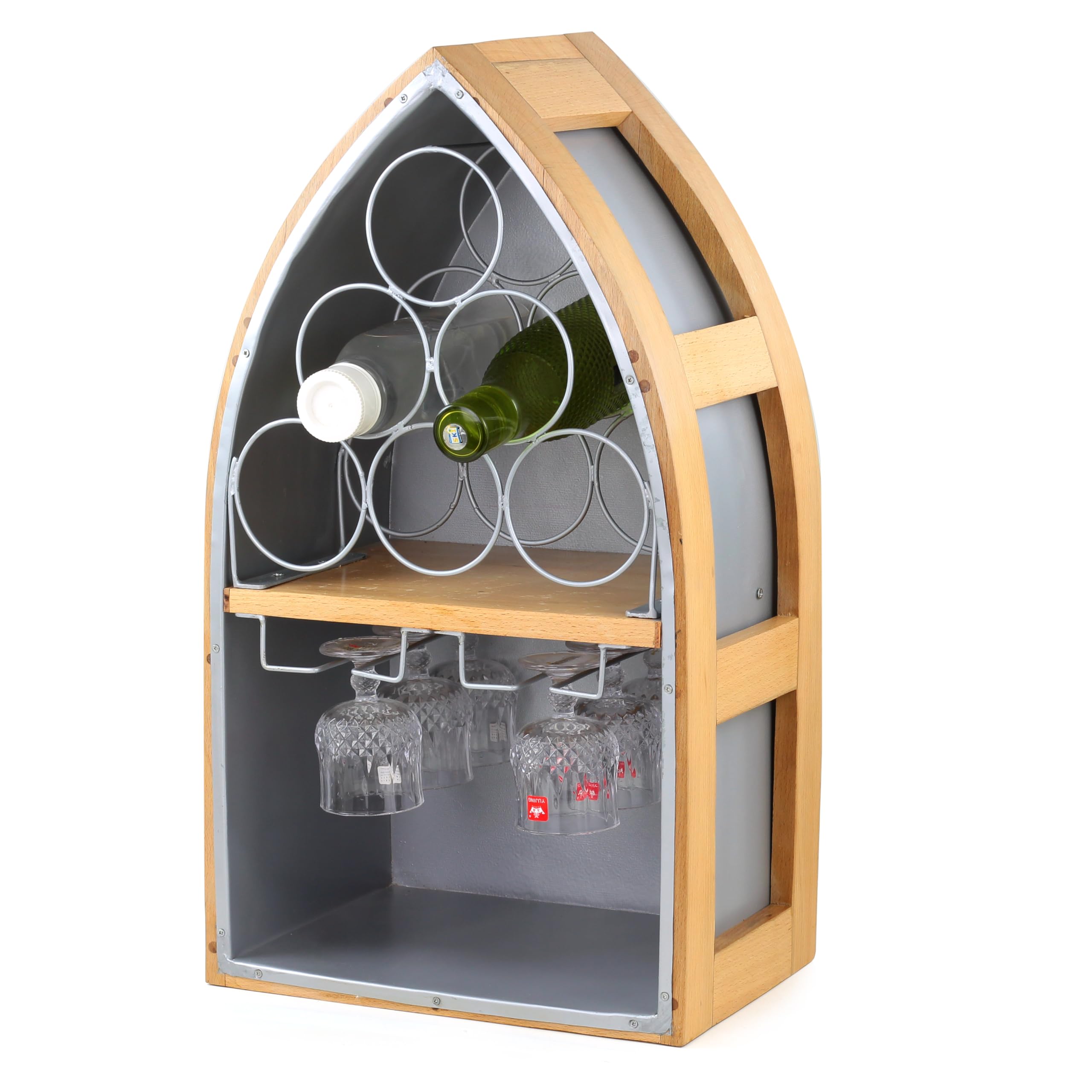Handmade Freestanding Wine Bottle Holders - Kitchen, Bar & Dining Storage Racks | Boat-Shaped Home Decor for Indoor & Outdoor Use | Perfect for Barbecues, Picnics & Entertaining