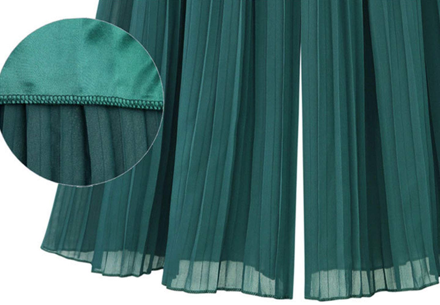 CHARTOU Women's Loose Chiffon Elastic Waist Pleated Cropped Wide Leg Palazzo Pants - Comfortable Summer Casual Trousers for Work, Travel & Beach Outfits