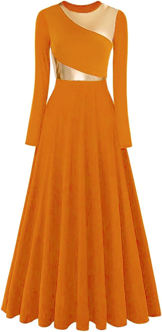 Women's Worship Liturgical Dance Dress - Full Length Church Robe for Modern Praise & Lyrical Dance with Headwear | Perfect for Church Performances, Worship Events & Spiritual Dance Ministries