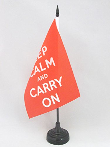 Keep Calm and Carry On UK Flag 5x8 Inches - British Union Jack Mini Desk Flag with Black Plastic Base - Perfect for Office Decor, Home Display & British-Themed Events