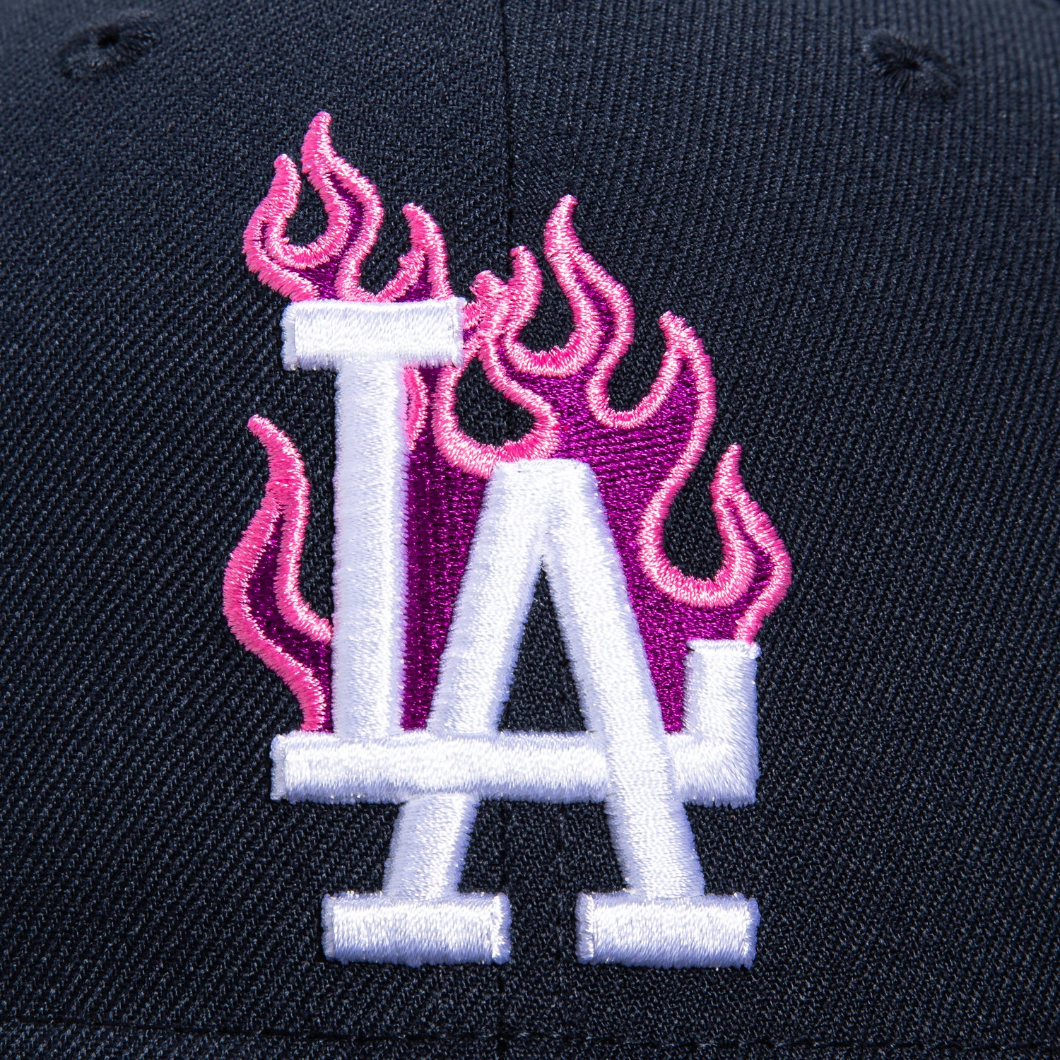 New Era 59Fifty Los Angeles Dodgers 40th Anniversary Fire Pack Snapback Hat with Stadium Patch - Navy & Black Colorway for Baseball Games & Streetwear Fashion