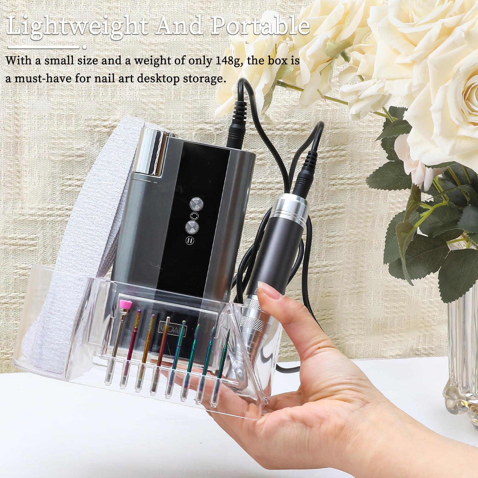 BQAN Professional Nail Drill Holder Stand - 8 Hole Nail Tool Organizer for Manicure & Pedicure | Perfect for Salon, Home Nail Art, and DIY Nail Care