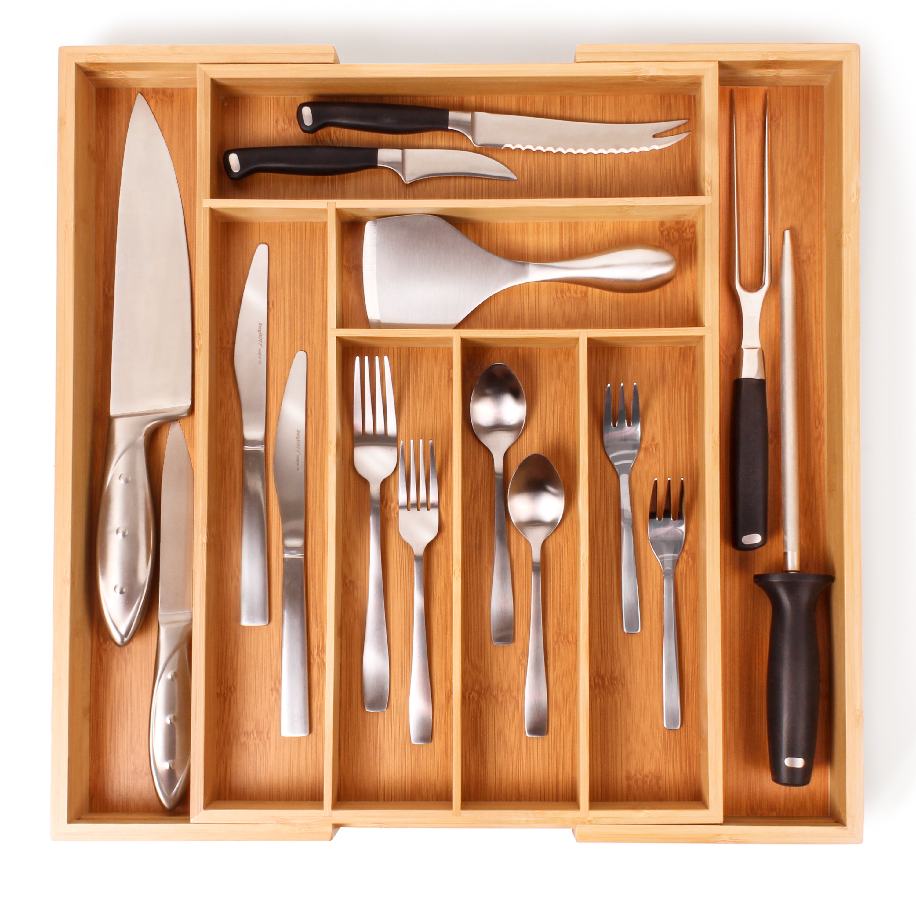 BergHOFF Essentials Flatware Organizer - Expandable 8-Slot Silverware Tray for Kitchen Utensils | Perfect for Drawer Organization in Home & Restaurant Use